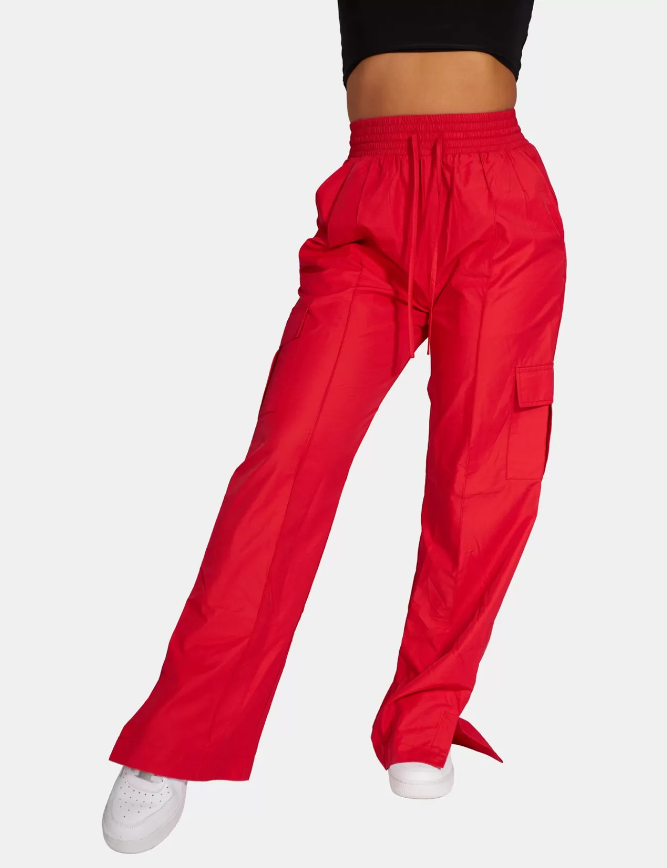 Public Desire Split Hem Cargo Trousers Red Hot