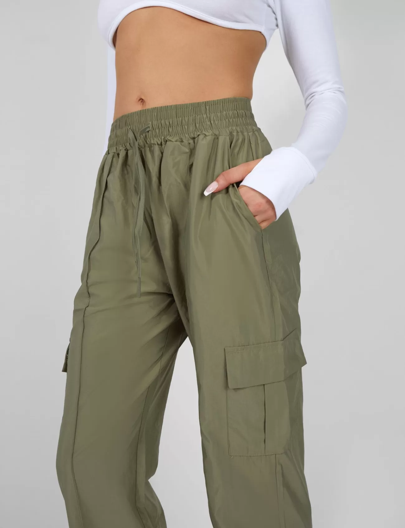 Public Desire Split Hem Cargo Trousers Khaki Store