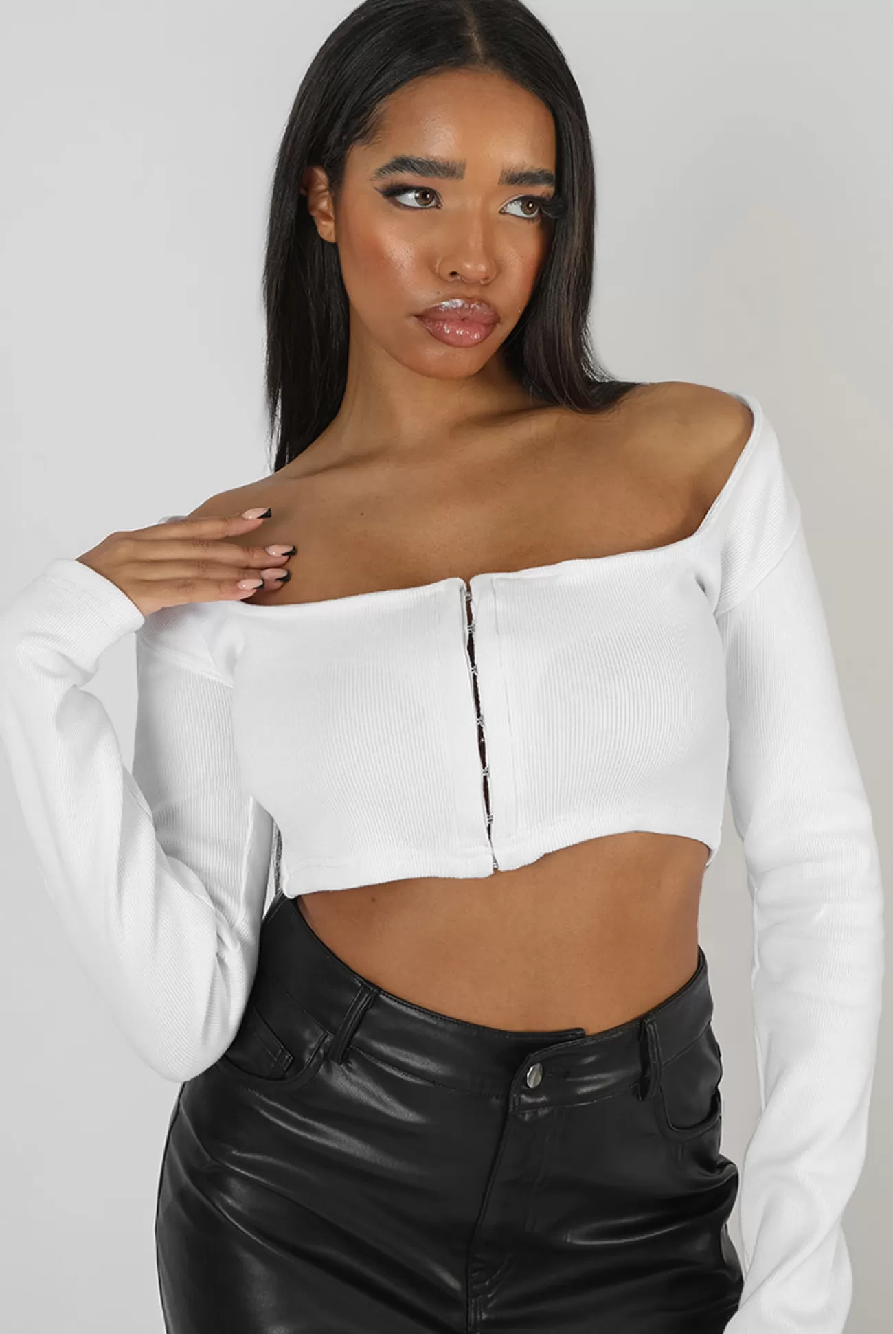 Public Desire Square Neck Hook And Eye Top White Fashion