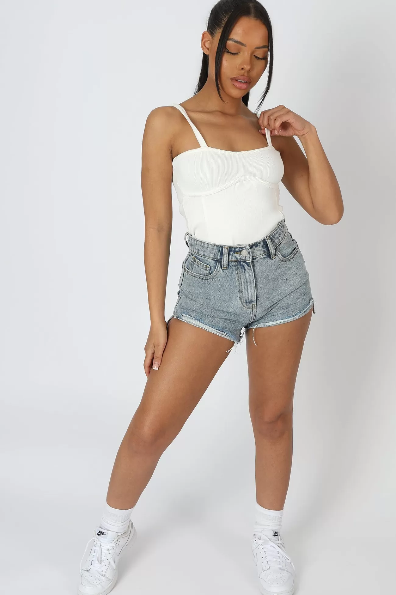 Public Desire Strappy Corset Bodysuit Ecru Cheap