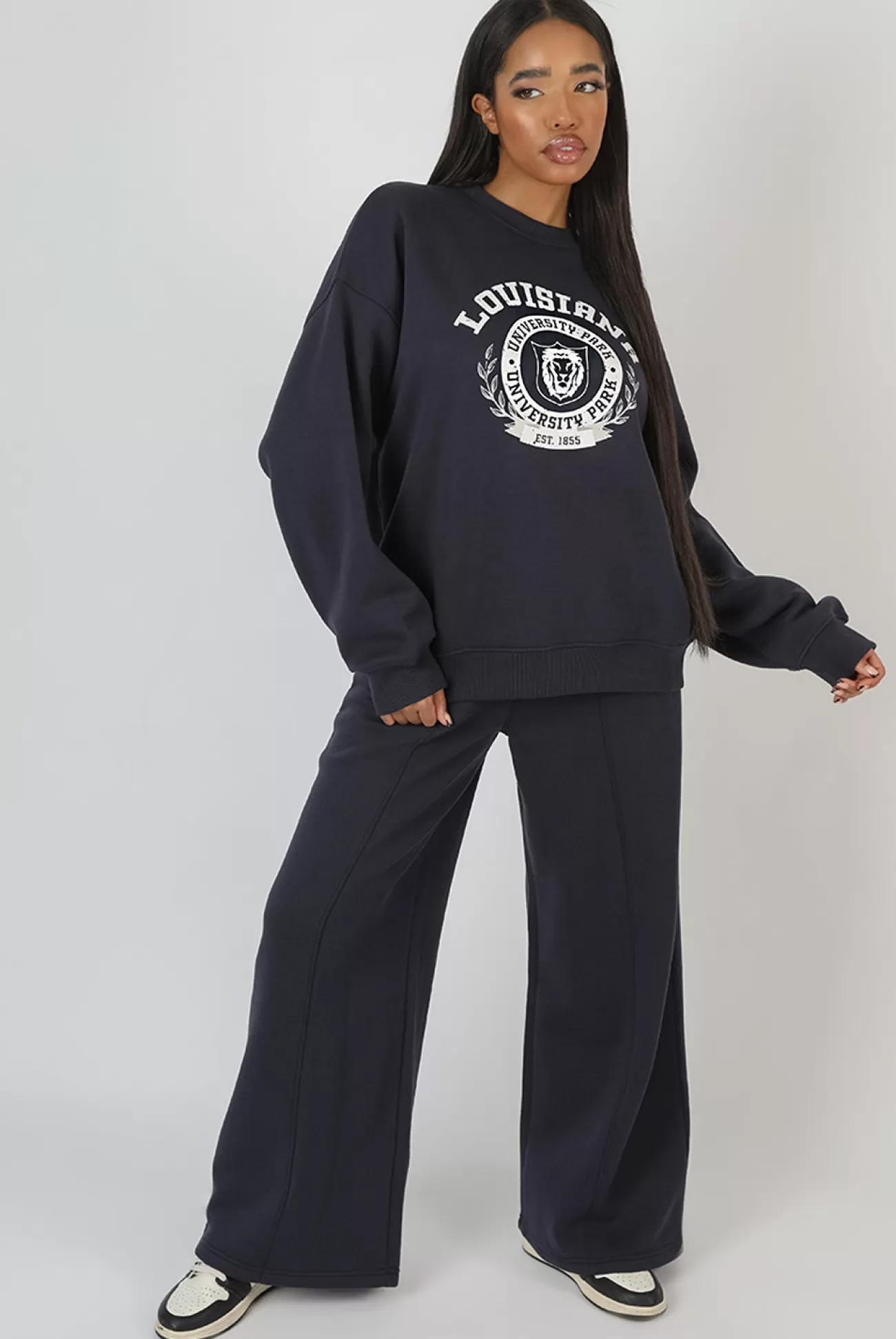 Public Desire Super Wide Leg Joggers Ink Blue Inkblue Hot