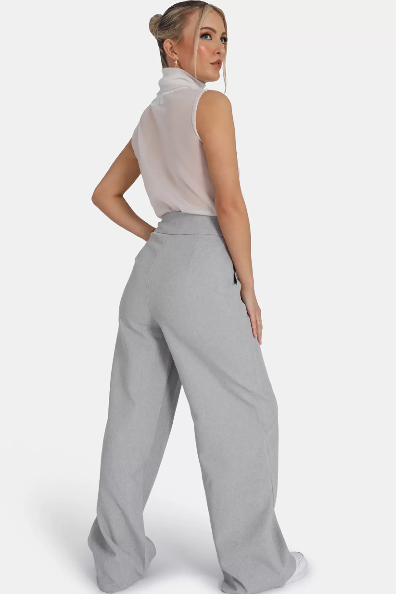 Public Desire Tailored Premium Wide Leg Trouser Grey Store