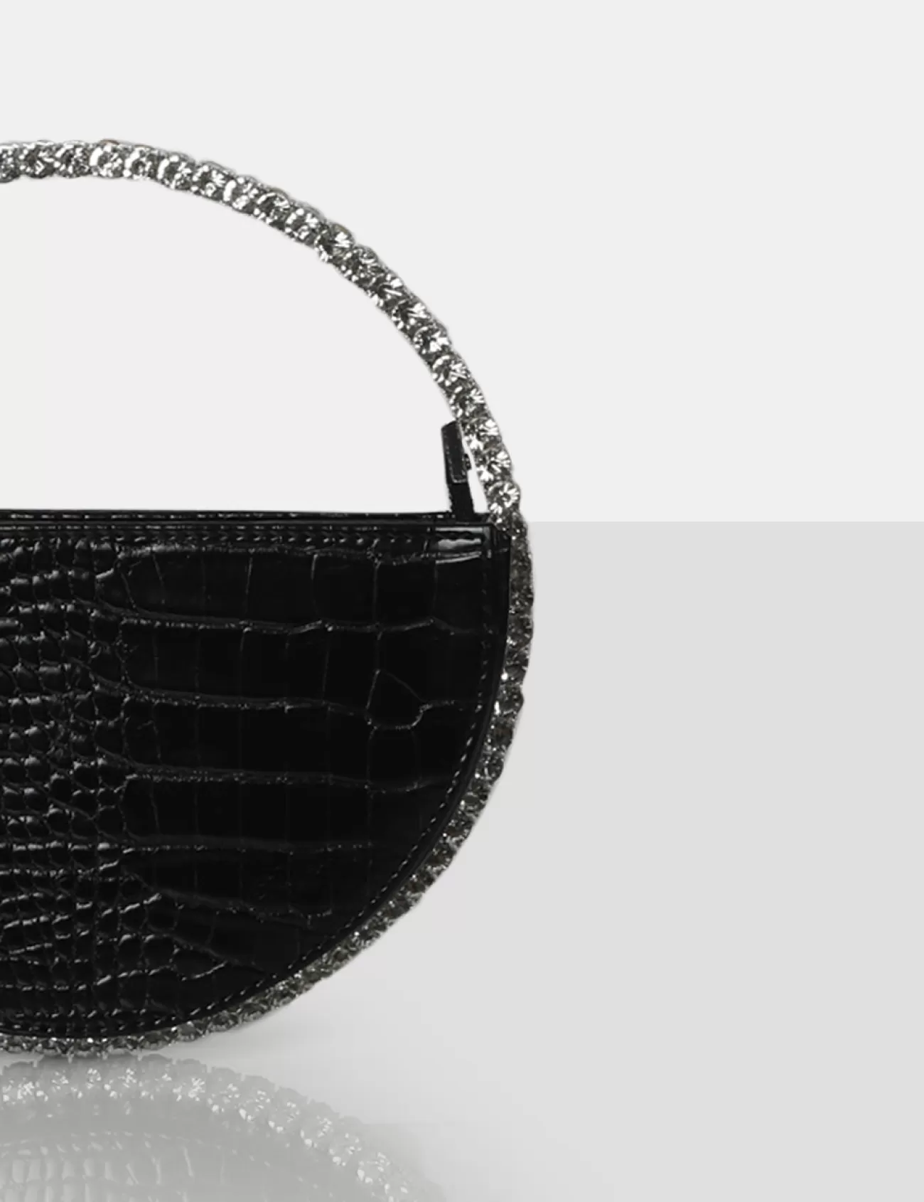 Public Desire The Alessia Croc Circle Diamante Mini Handbag Black Store
