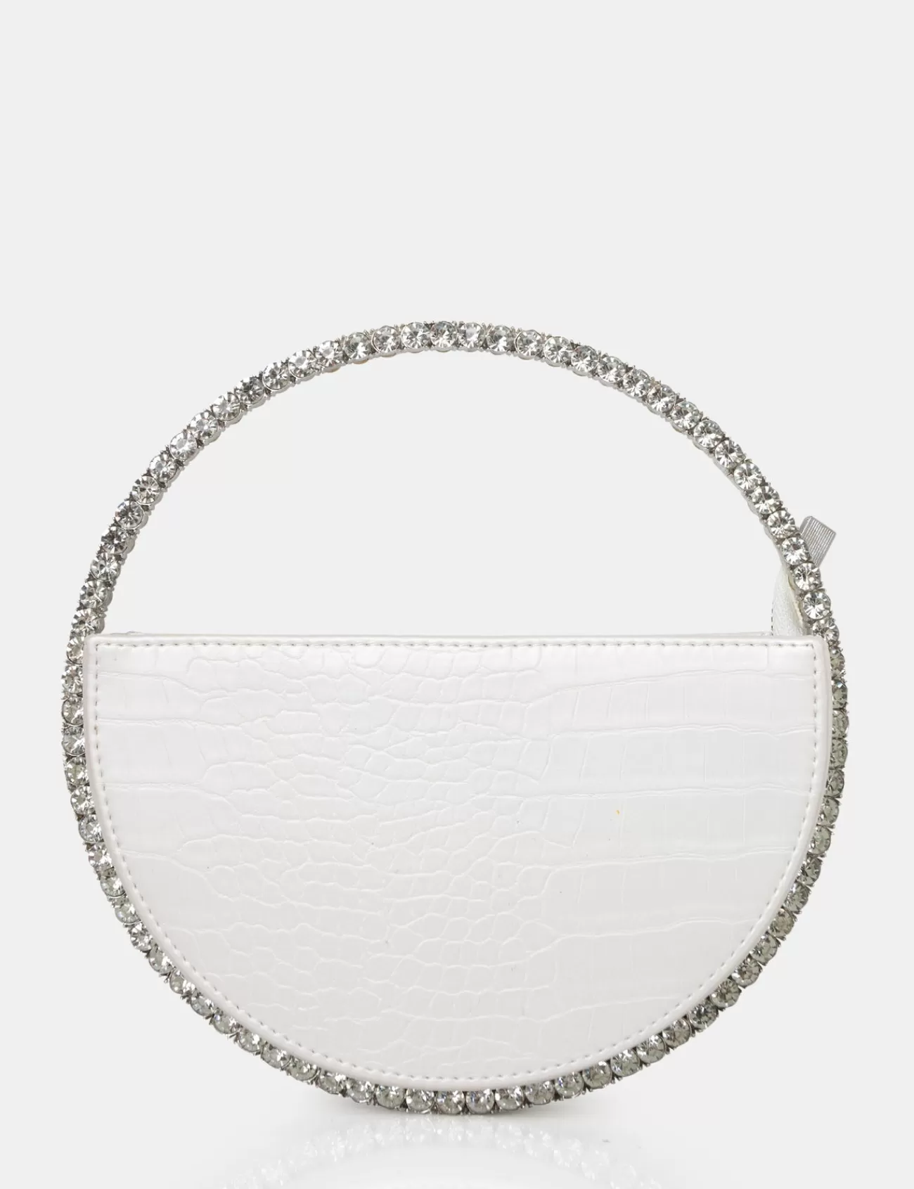 Public Desire The Alessia Croc Pu Circle Diamante Grab Bag White Outlet