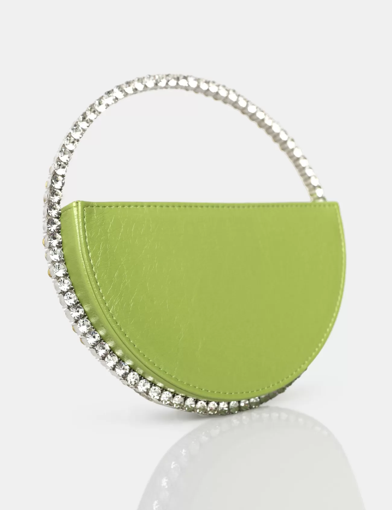 Public Desire The Alessia Metallic Pu Circle Diamante Mini Grab Bag Green Store