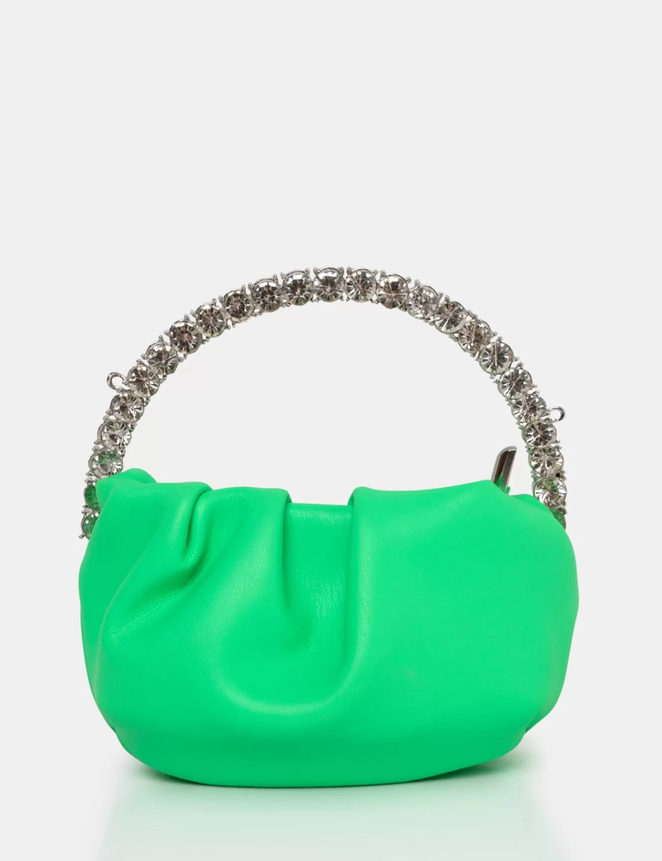 Public Desire The Aurora Pu Diamante Handle Mini Bag Lime Fashion