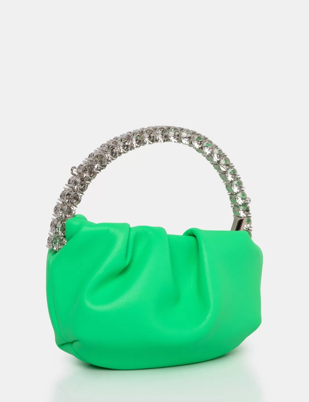 Public Desire The Aurora Pu Diamante Handle Mini Bag Lime Fashion