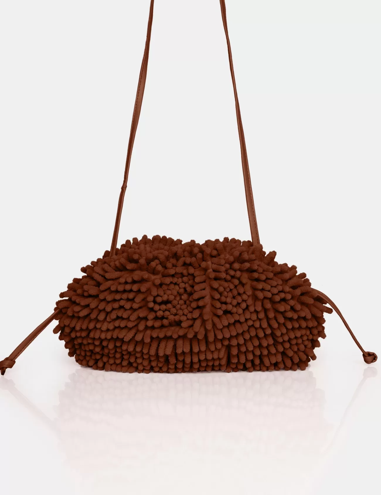 Public Desire The Ausha Chenille Clutch Bag Chocolate New