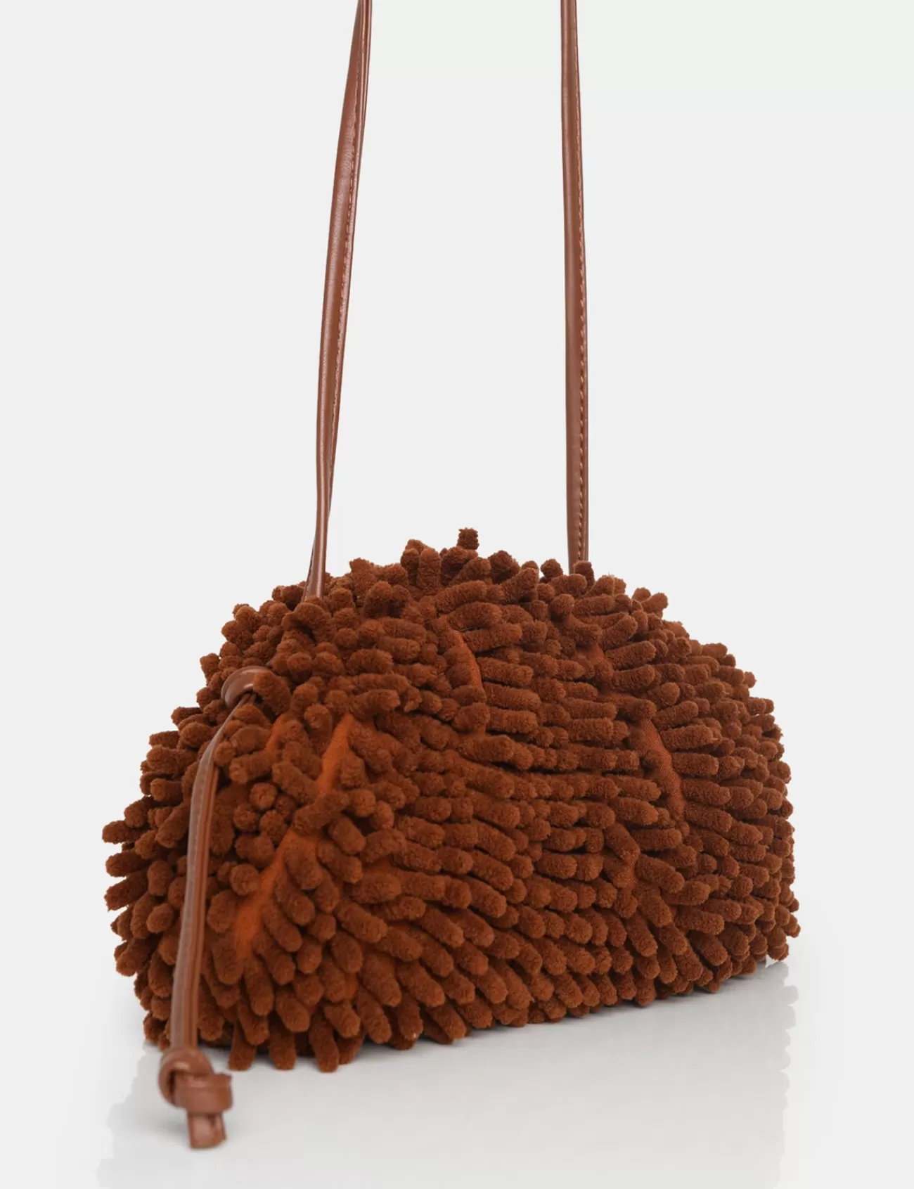 Public Desire The Ausha Chenille Clutch Bag Chocolate New