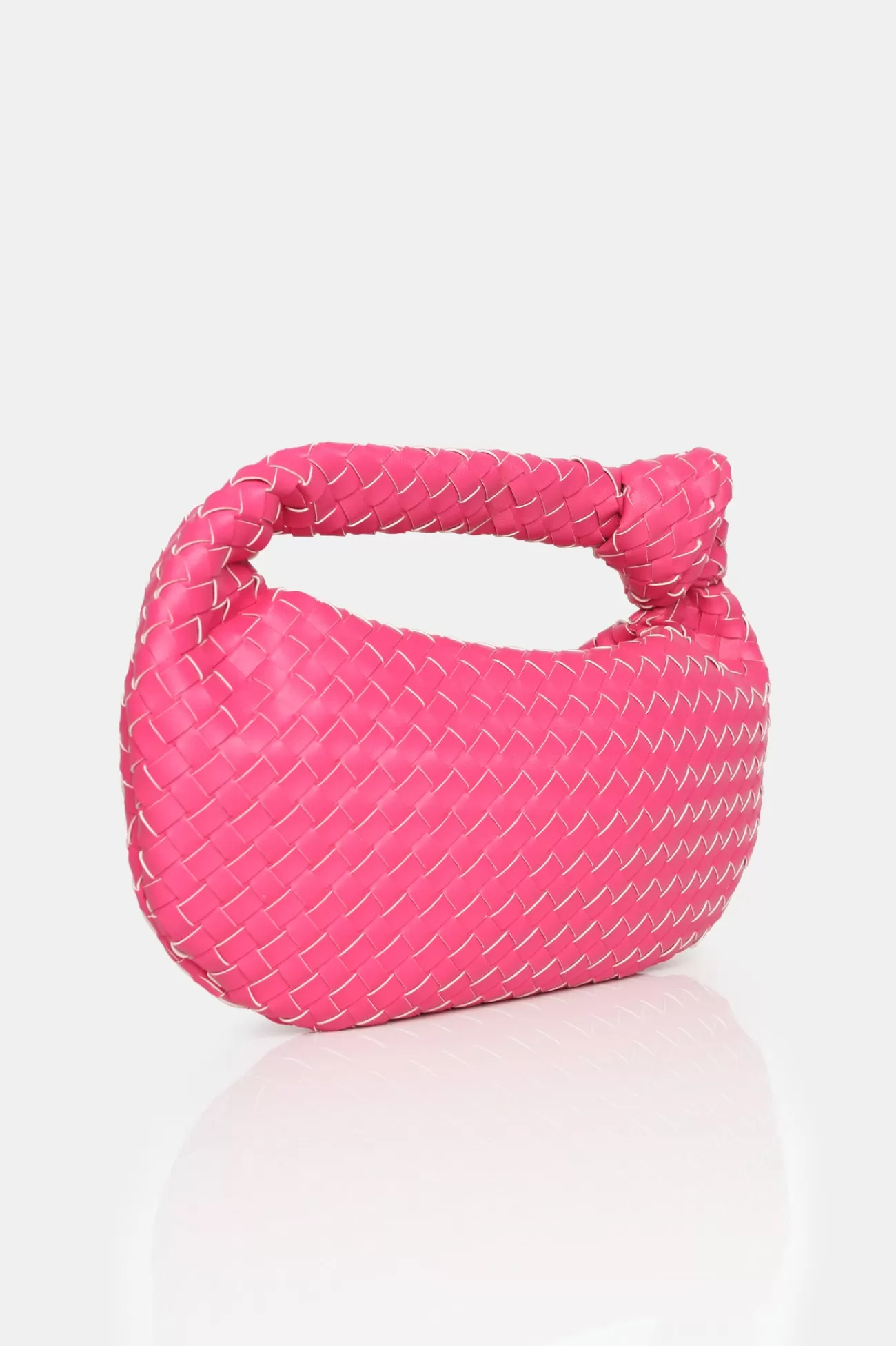 Public Desire The Blame Hot Woven Pu Knot Detail Mini Grab Bag Pink Online