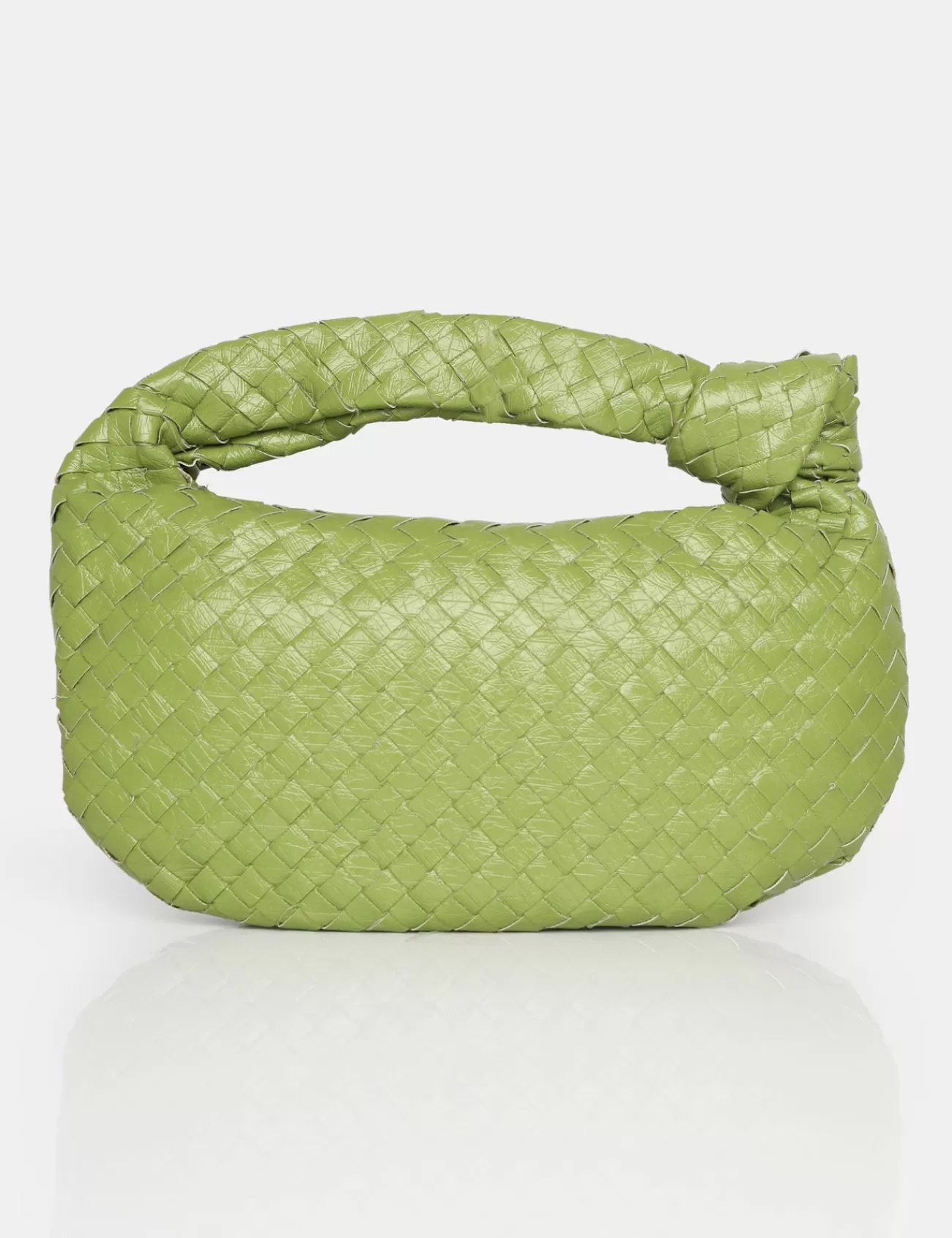 Public Desire The Blame Metallic Woven Pu Knot Detail Mini Grab Bag Green Hot