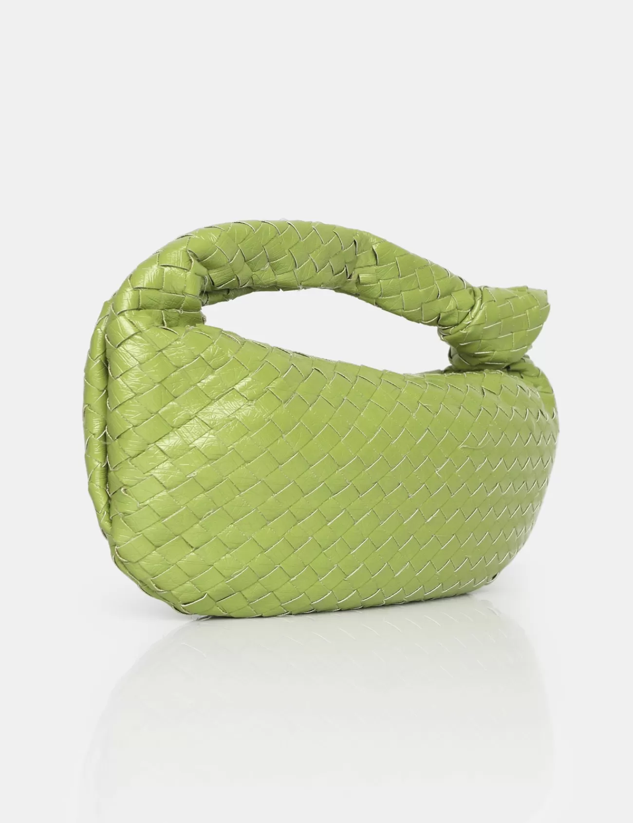Public Desire The Blame Metallic Woven Pu Knot Detail Mini Grab Bag Green Hot