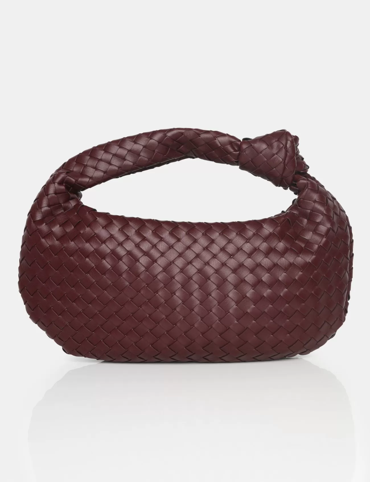 Public Desire The Blame Woven Pu Knot Detail Mini Grab Bag Burgundy Fashion