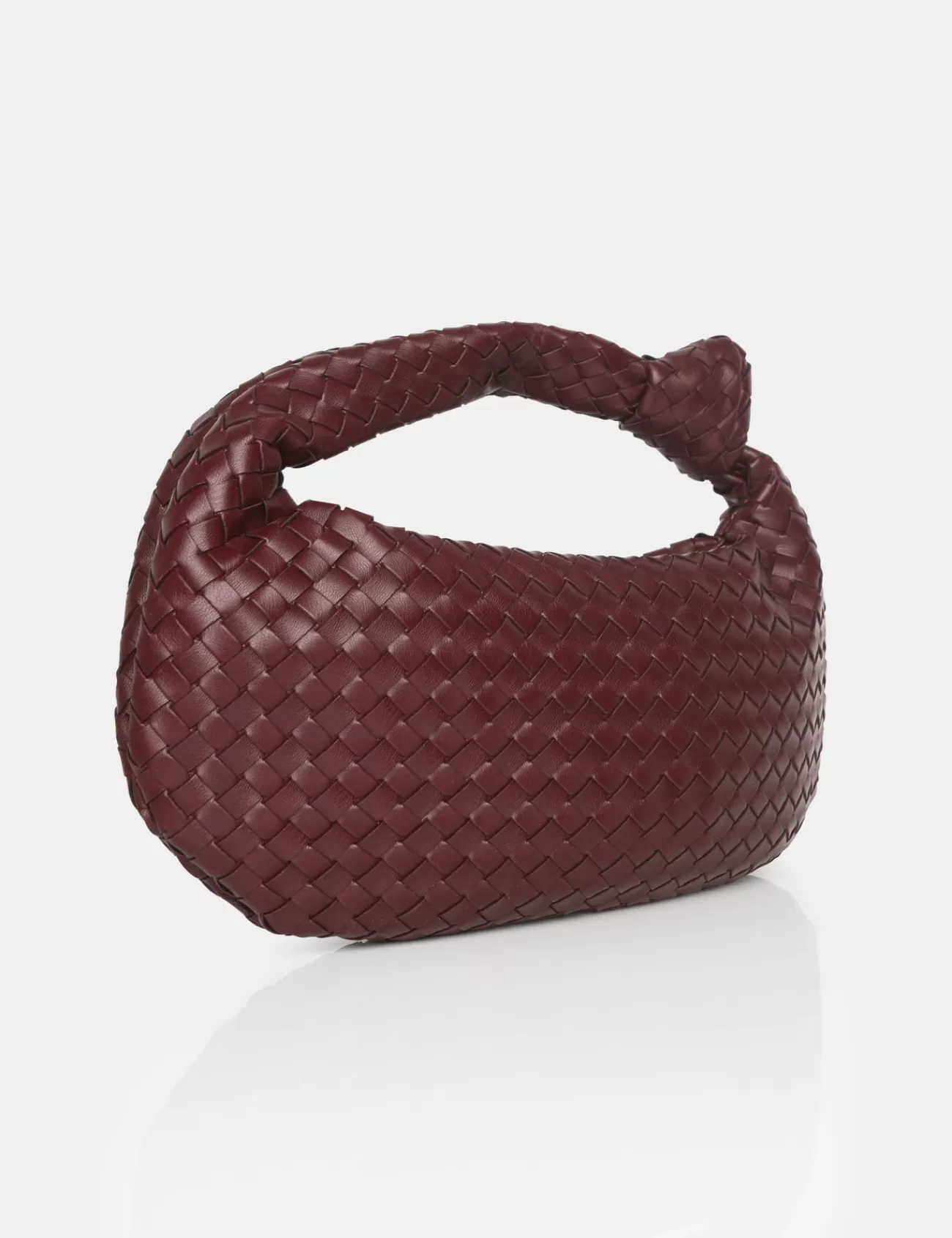 Public Desire The Blame Woven Pu Knot Detail Mini Grab Bag Burgundy Fashion