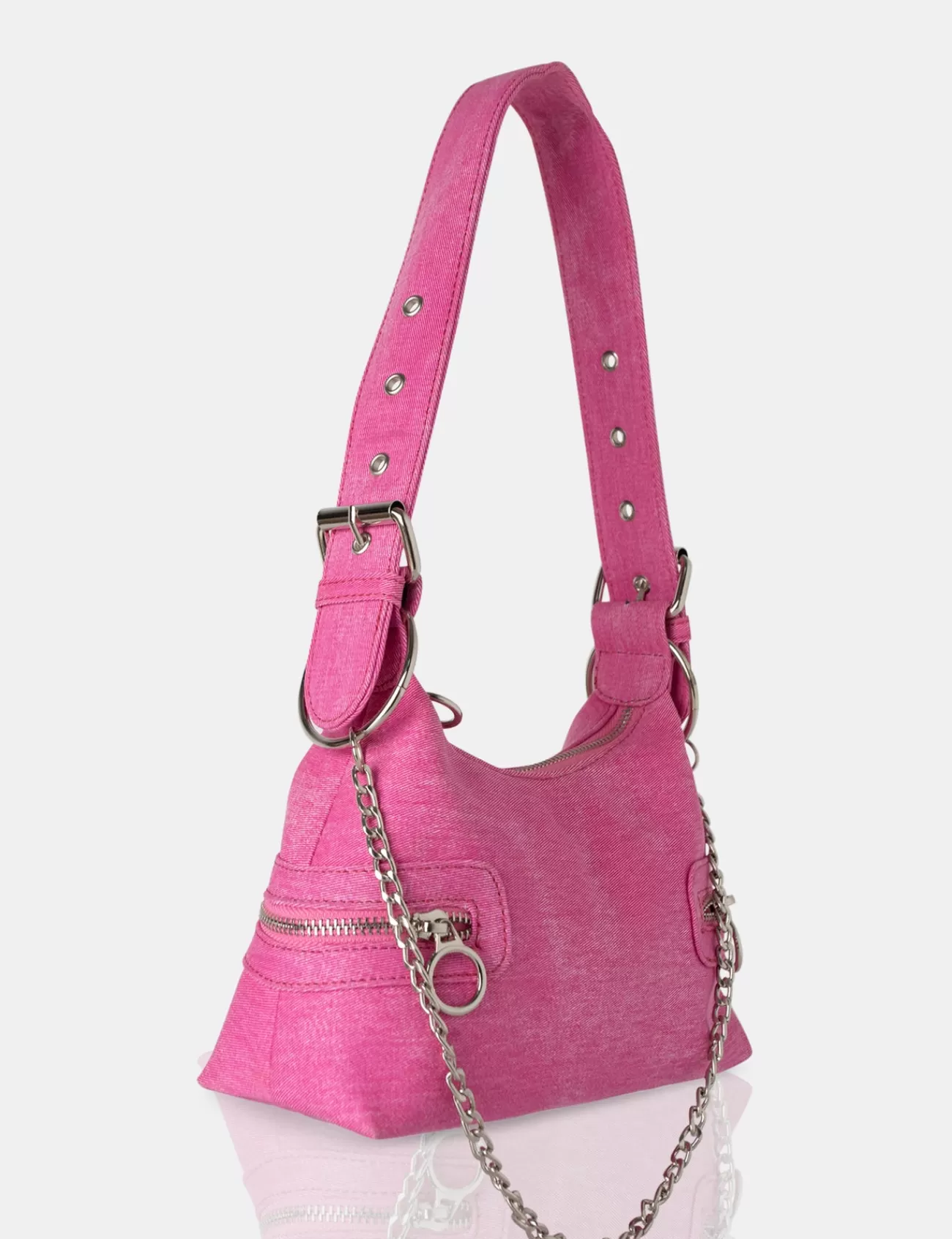 Public Desire The Chain Bright Denim Shoulder Bag Pink Outlet