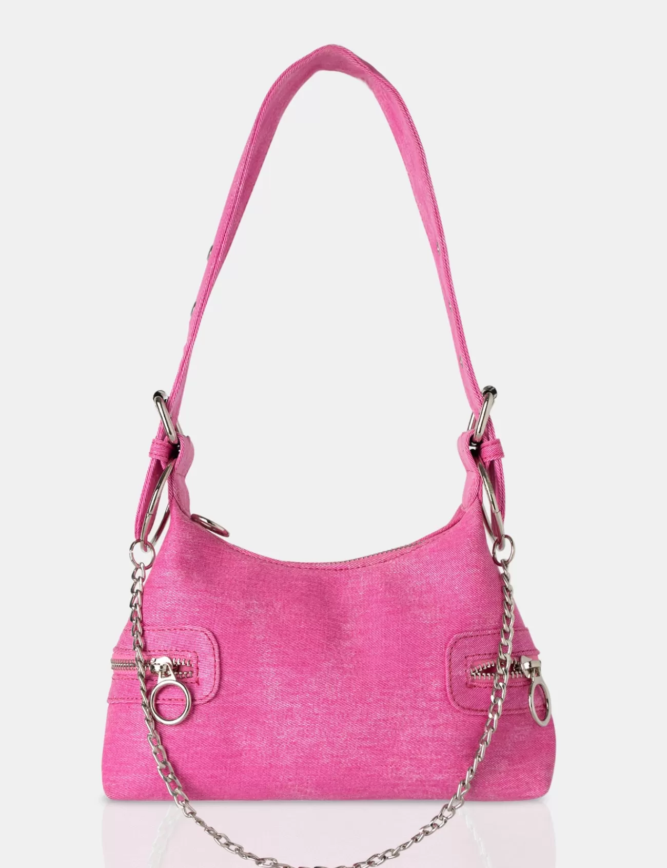 Public Desire The Chain Bright Denim Shoulder Bag Pink Outlet