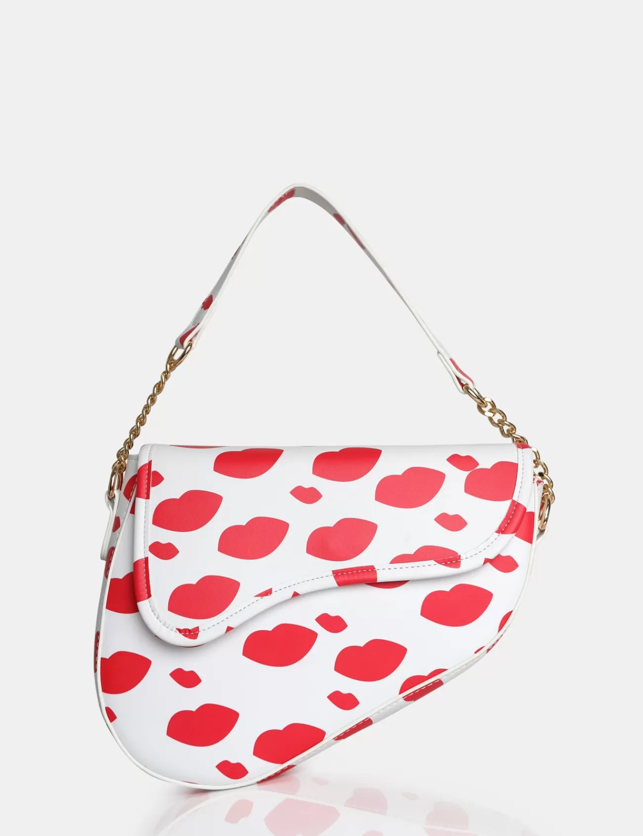 Public Desire The Fox Lip Print Saddle Shoulder Bag Multi Shop