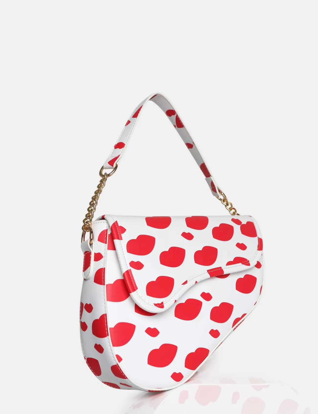 Public Desire The Fox Lip Print Saddle Shoulder Bag Multi Shop