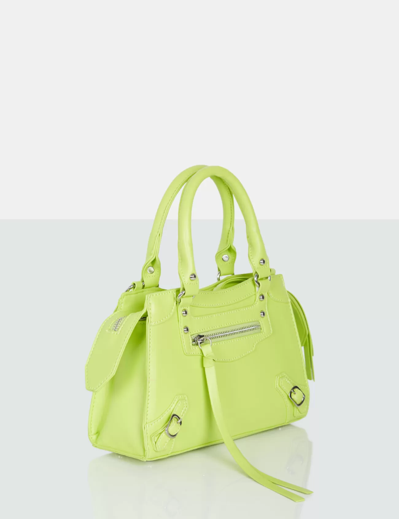 Public Desire The Haven Grain Pu Mini Tote Bag Lime Shop