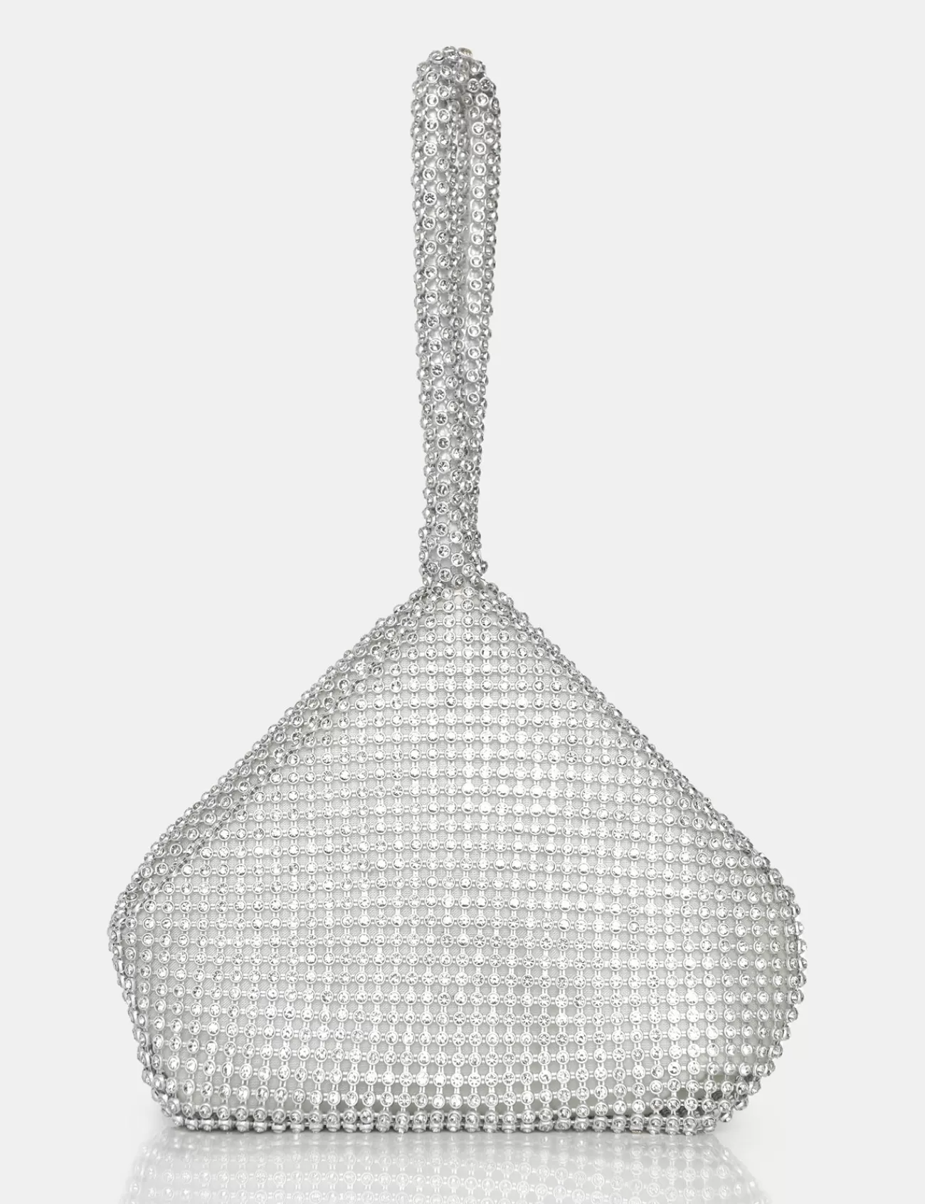 Public Desire The Lavender Diamante Mini Pouch Party Bag Silver Clearance