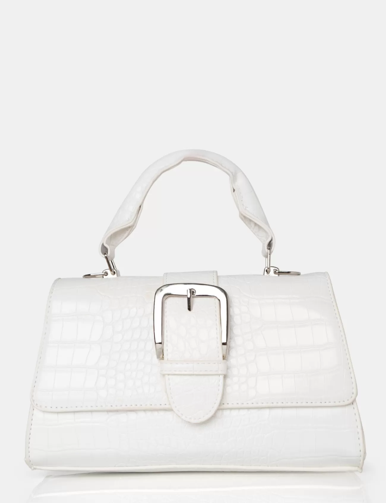 Public Desire The Lisbon Croc Buckle Cross Body Bag White Online