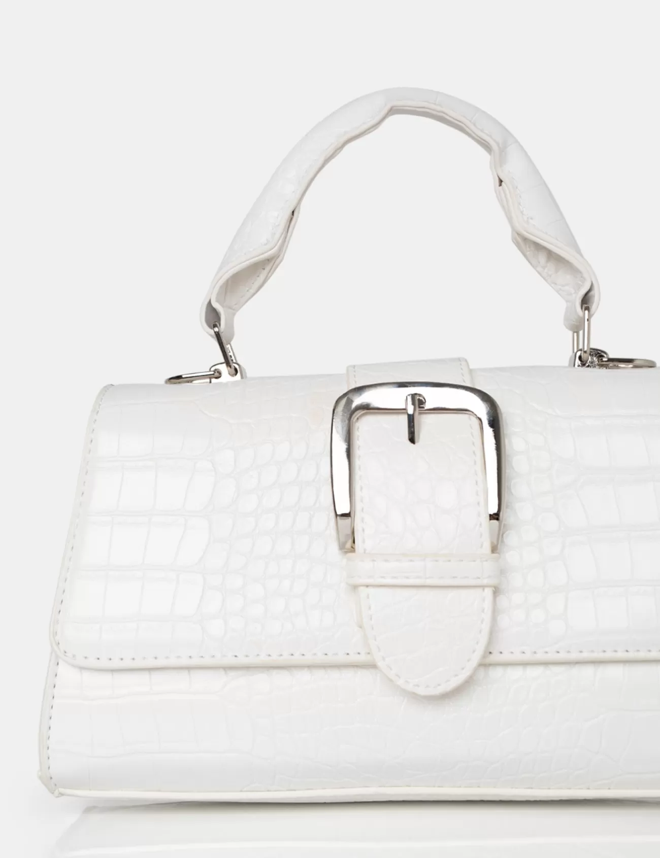 Public Desire The Lisbon Croc Buckle Cross Body Bag White Online