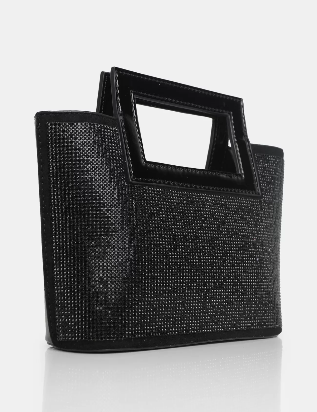Public Desire The Lustre Pu Diamante Bag Black Clearance