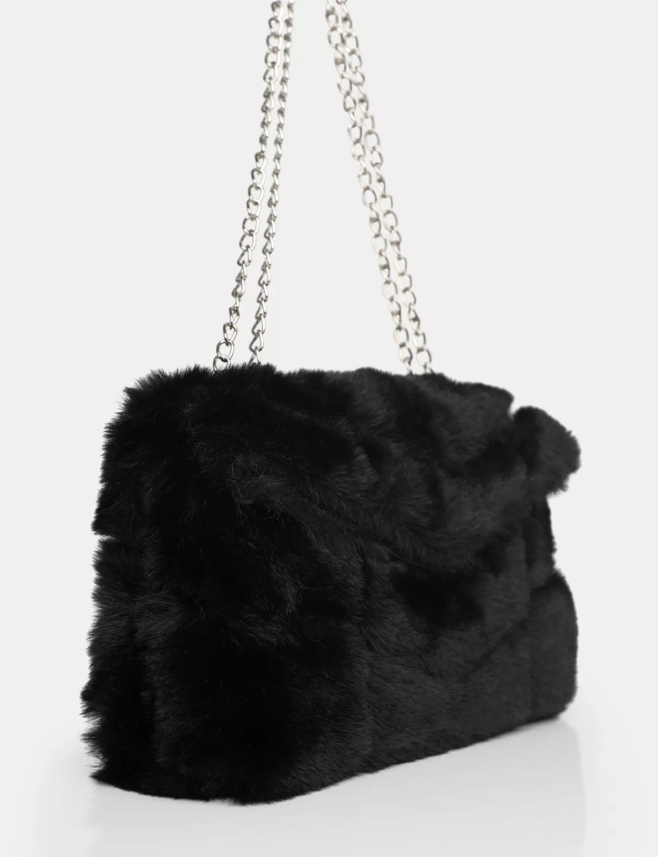 Public Desire The Marshmallow Faux Fur Shoulder Bag Black Flash Sale