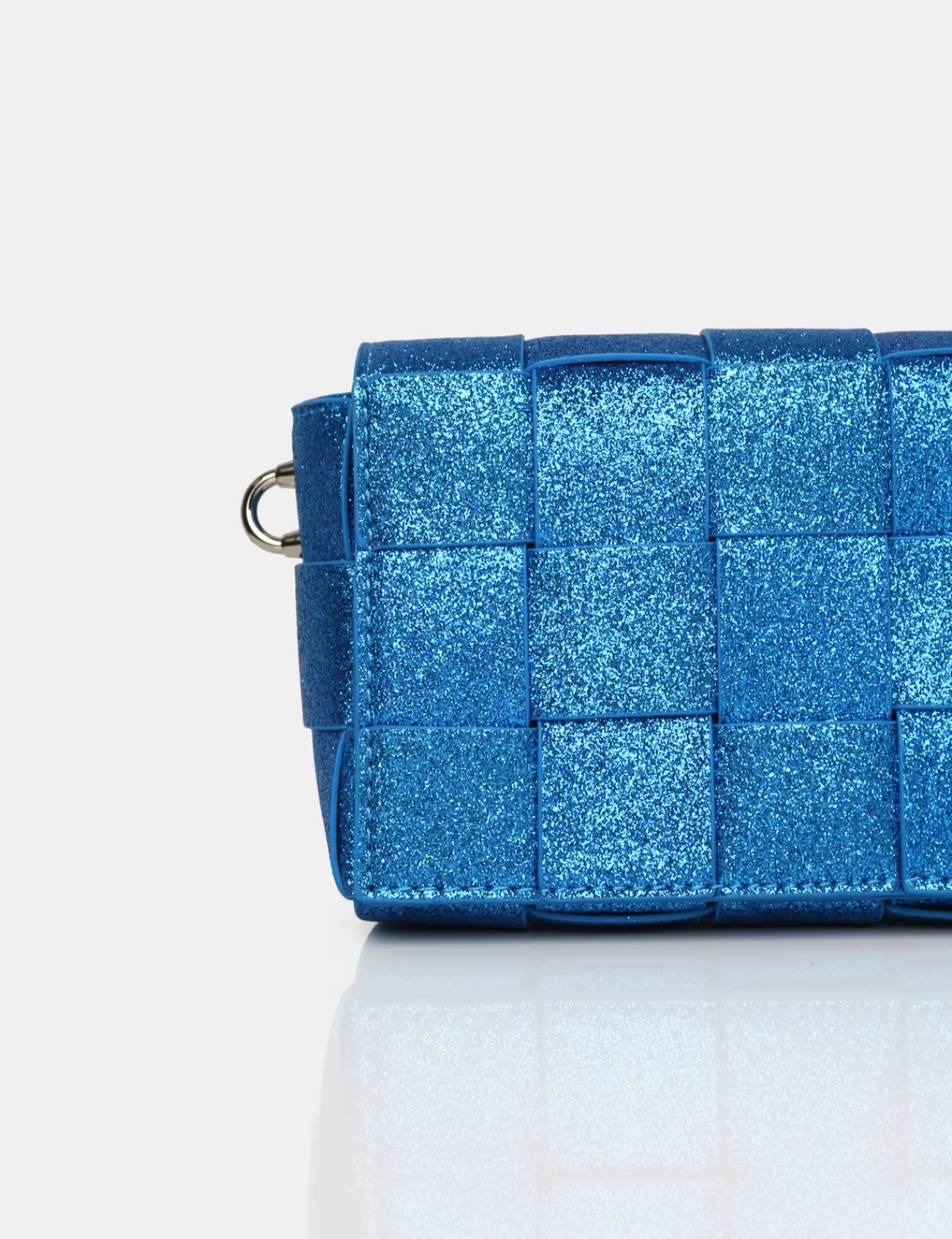 Public Desire The Mayan Royal Glitter Weave Gold Chain Detail Shoulder Bag Blue Fashion