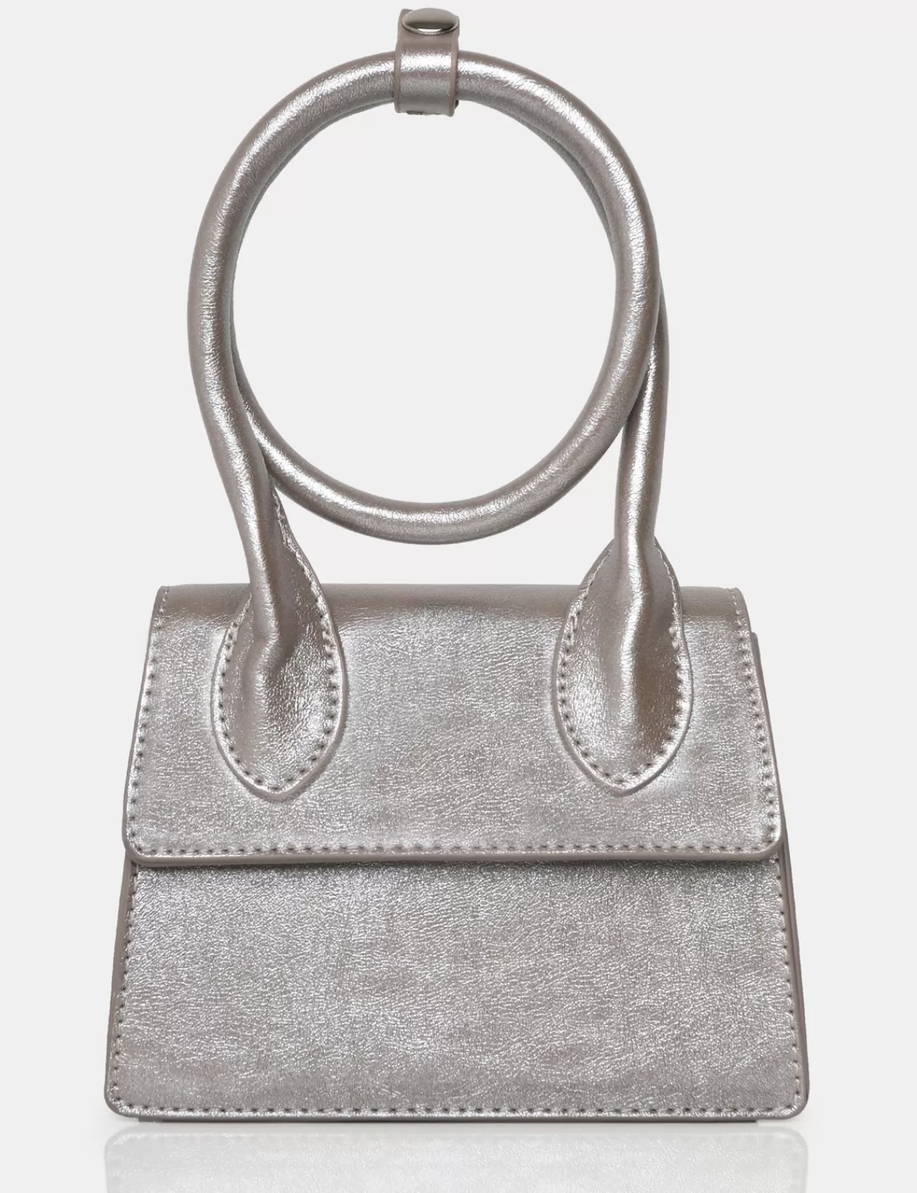 Public Desire The Milan Metallic Pu Crossbody Mini Bag Silver New