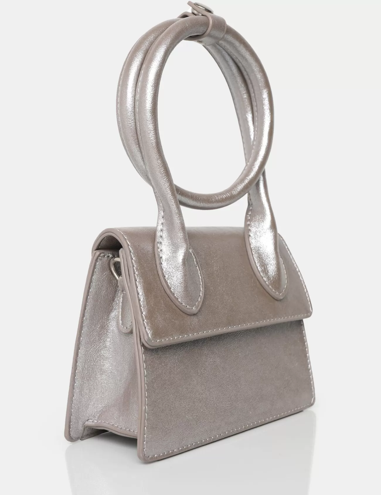 Public Desire The Milan Metallic Pu Crossbody Mini Bag Silver New