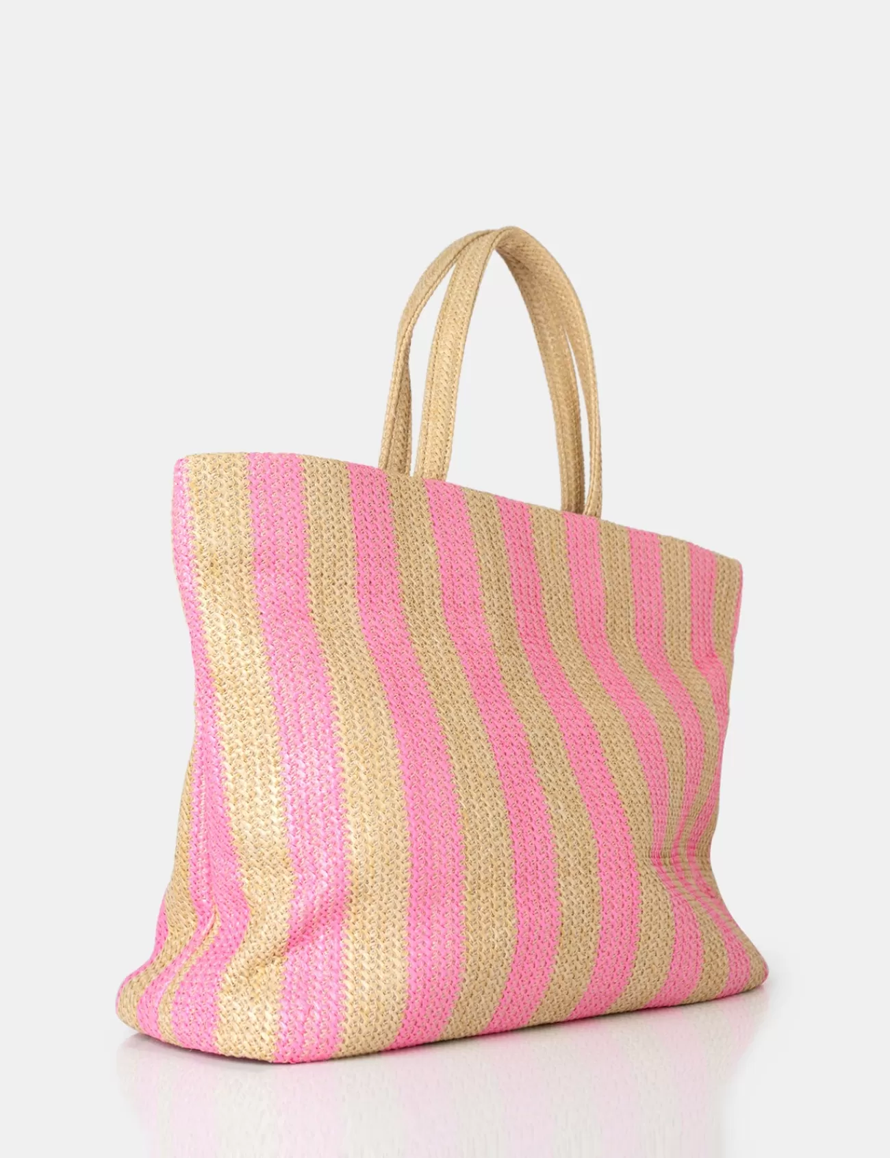 Public Desire The Nikki Stripe Canvas Top Handle Tote Bag Pink Store