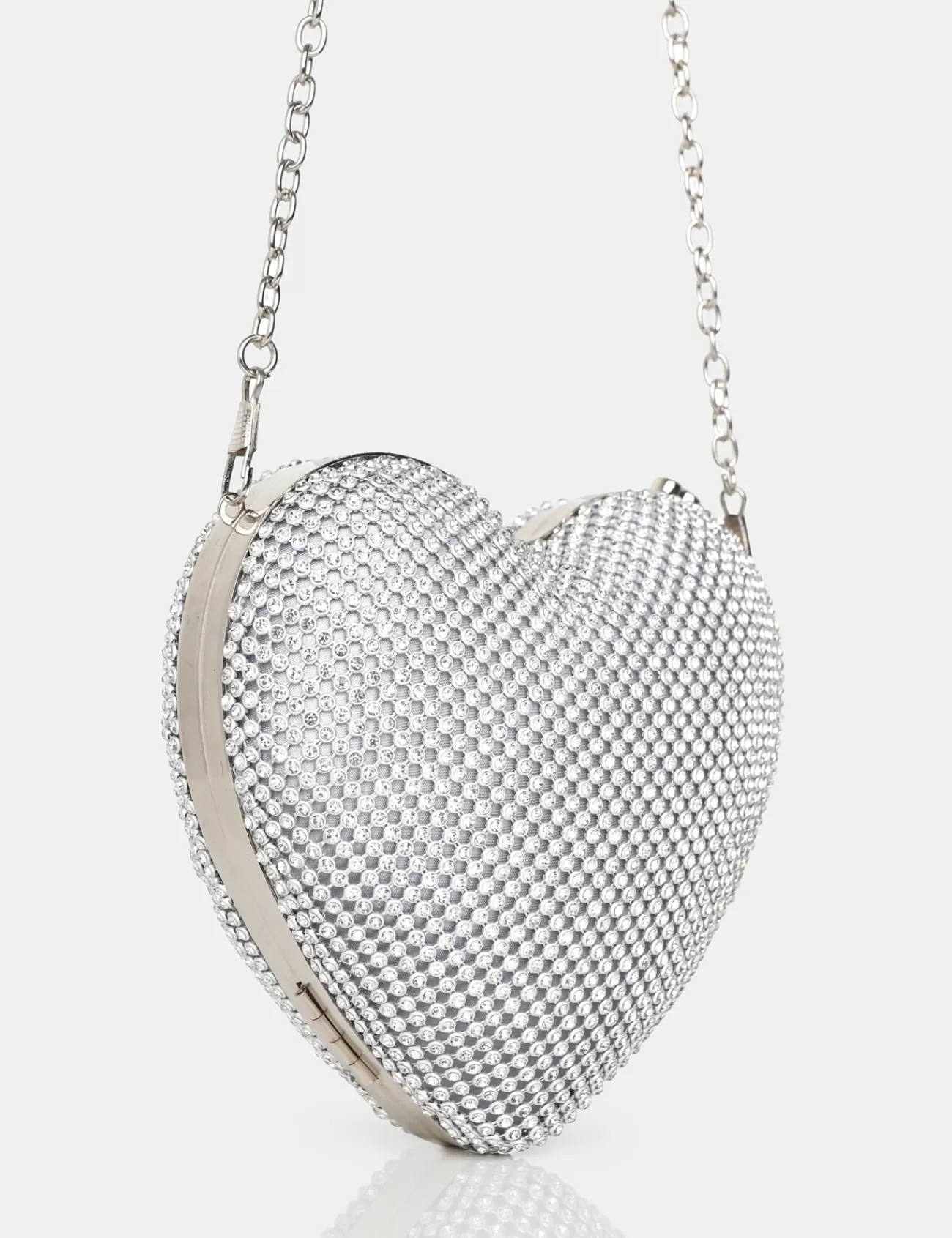 Public Desire The Ophelia Silver Diamante Clutch Bag Fashion
