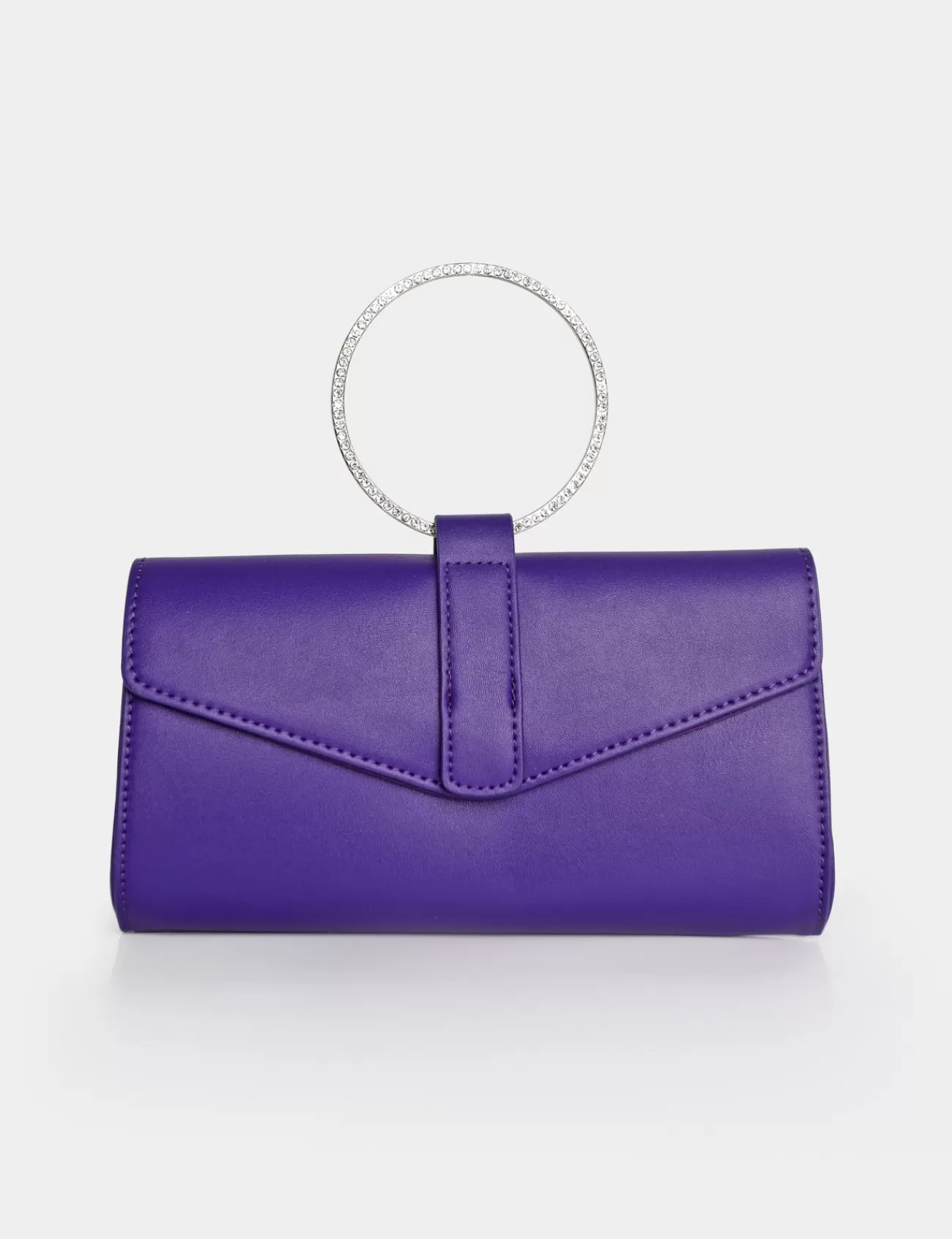 Public Desire The Pammy Pu Diamante Handle Envelope Clutch Purple Best Sale