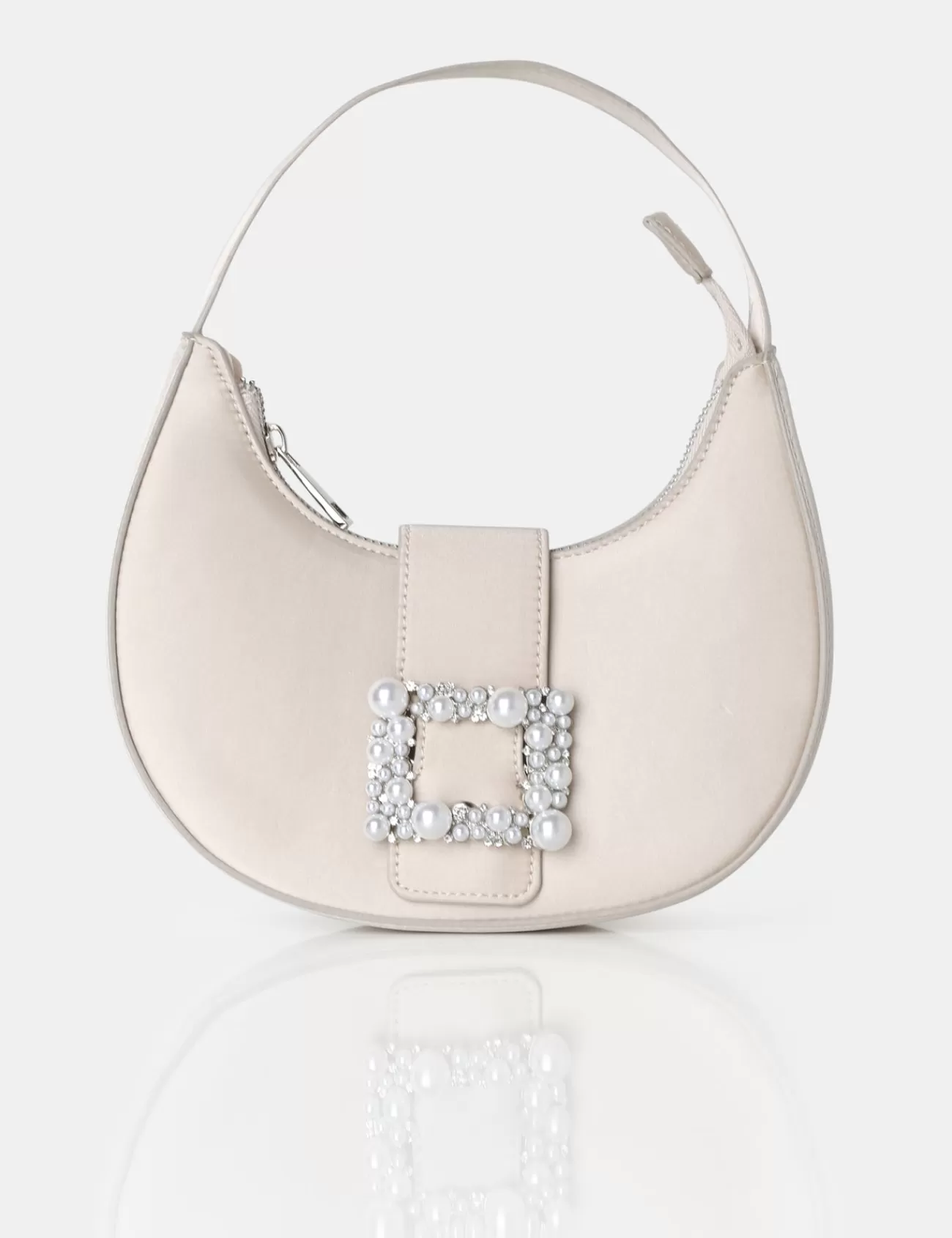 Public Desire The Pearl Satin Pearled Buckle Mini Bag Champagne Clearance