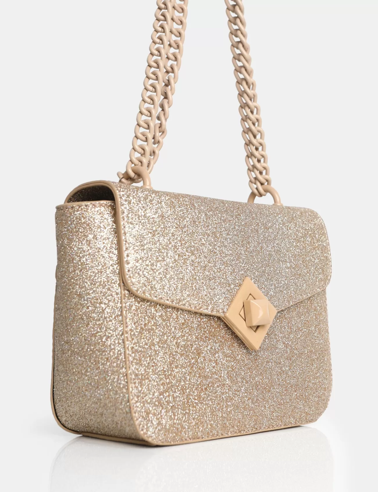 Public Desire The Pixie Glitter Bag Chain Detail Shoulder Bag Gold Store