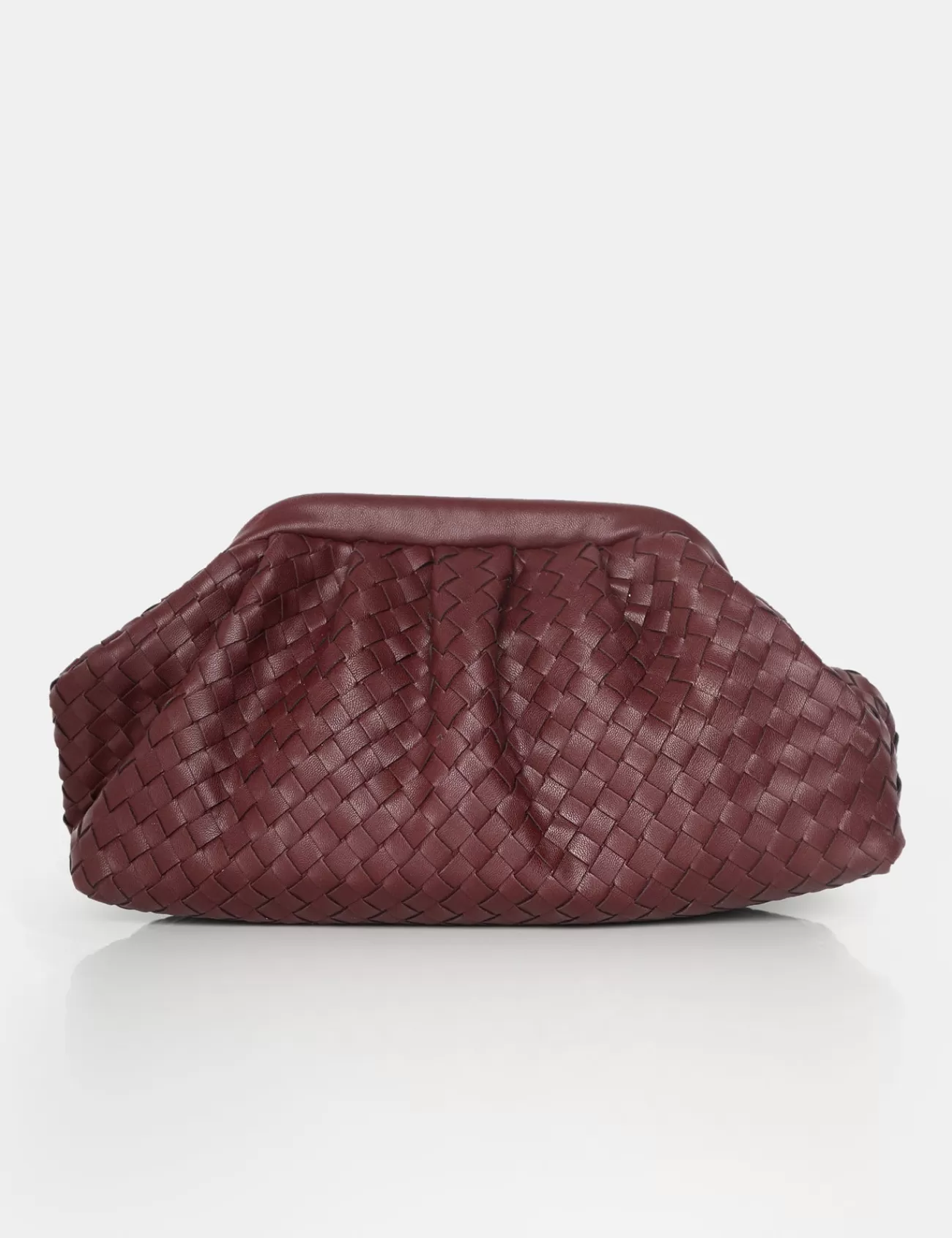Public Desire The Project Woven Pu Clutch Bags Burgundy Outlet