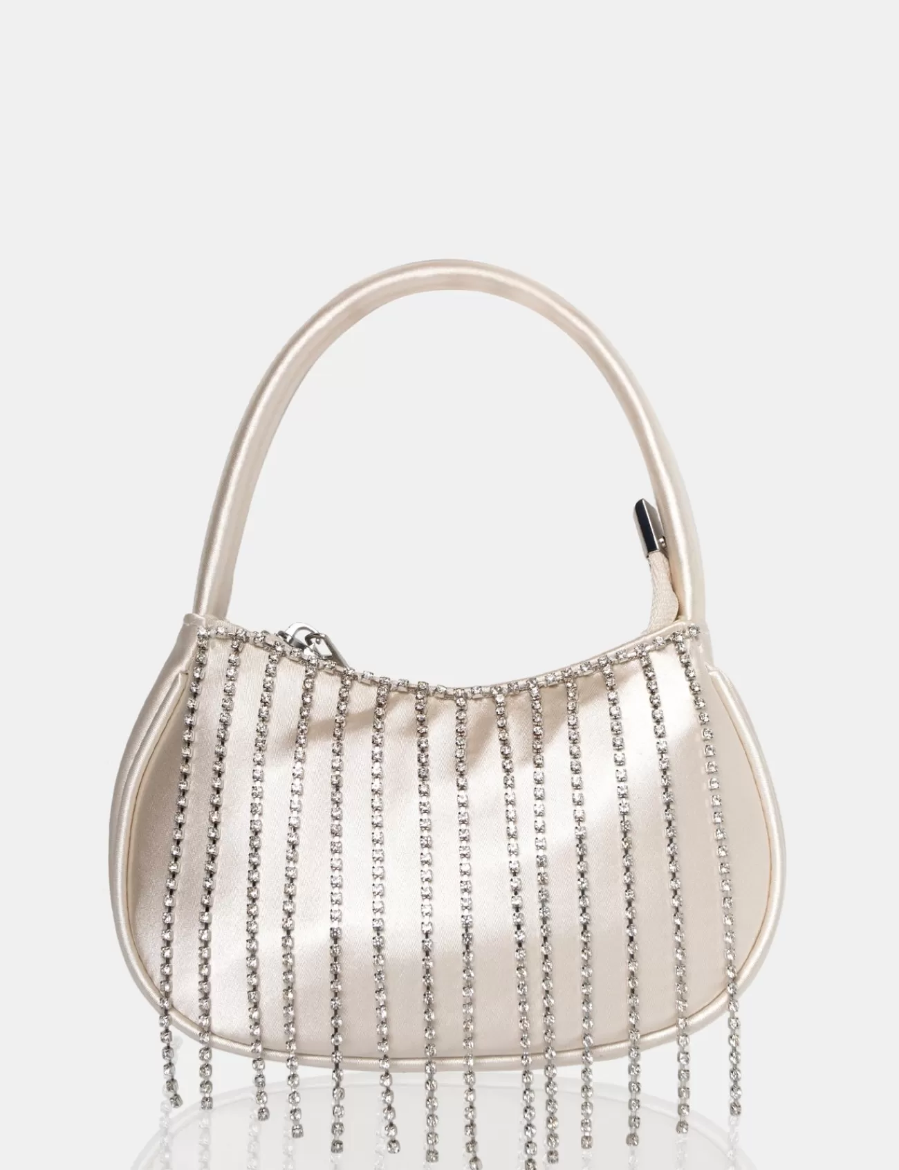 Public Desire The Sia Satin Diamante Trim Mini Bag Ivory Sale