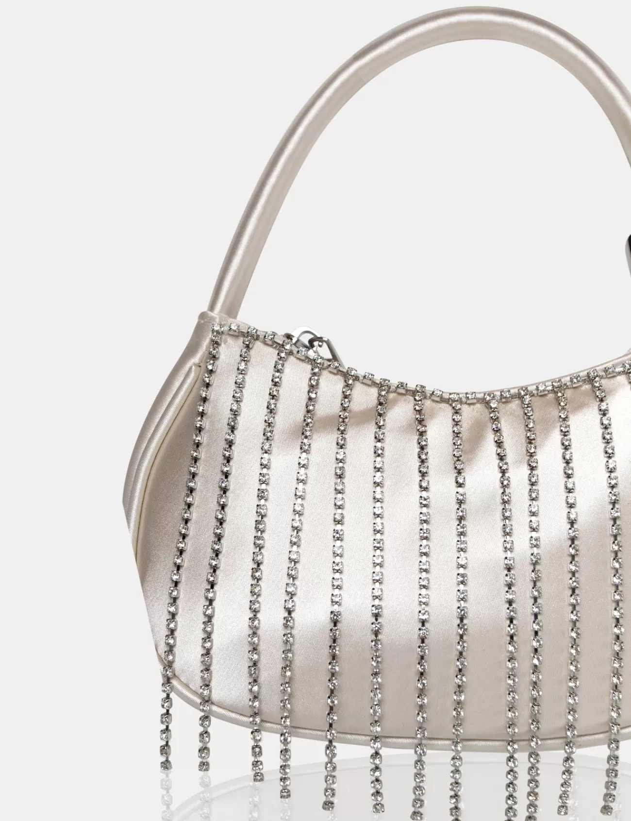 Public Desire The Sia Satin Diamante Trim Mini Bag Ivory Sale