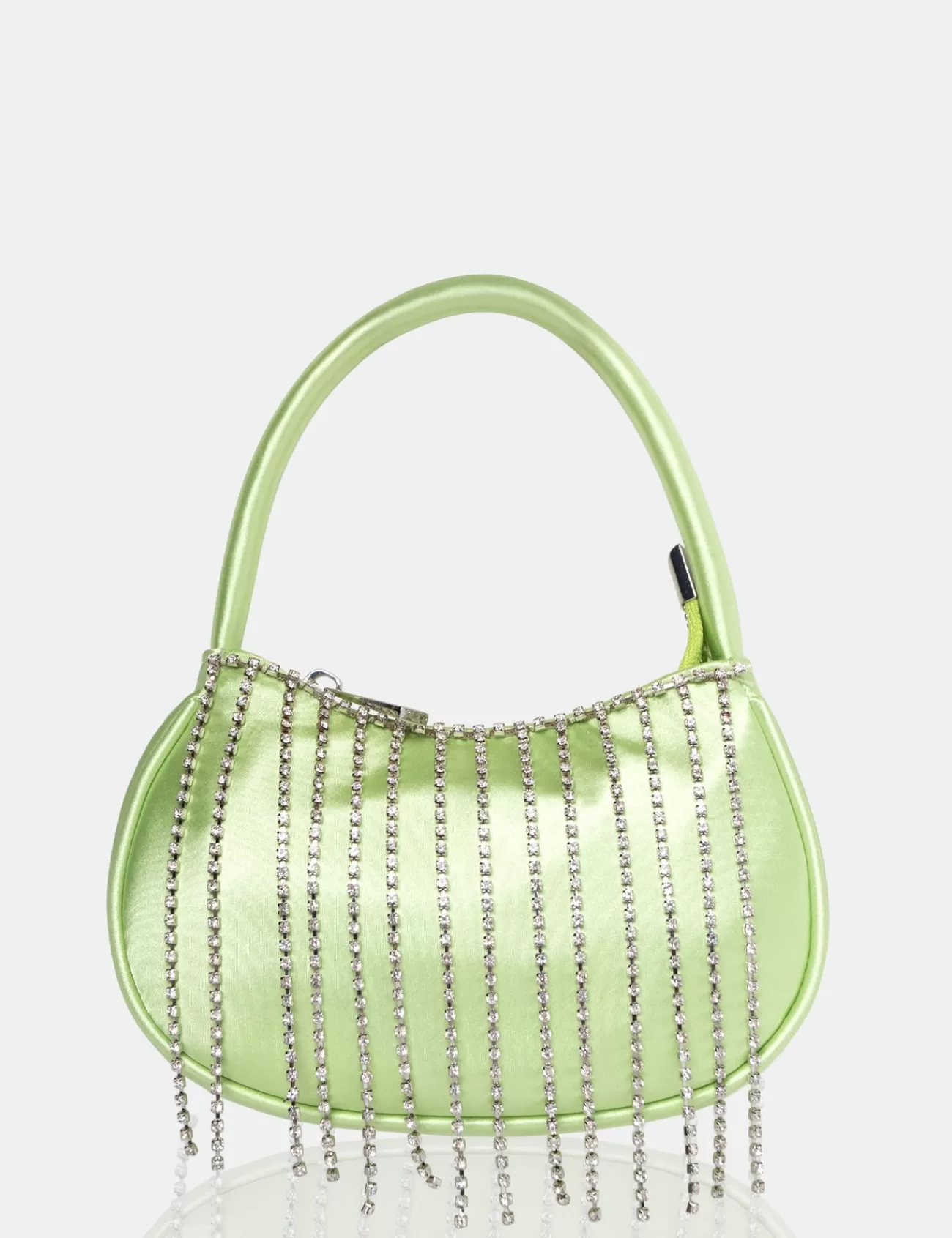 Public Desire The Sia Soft Satin Diamante Trim Mini Bag Green Sale