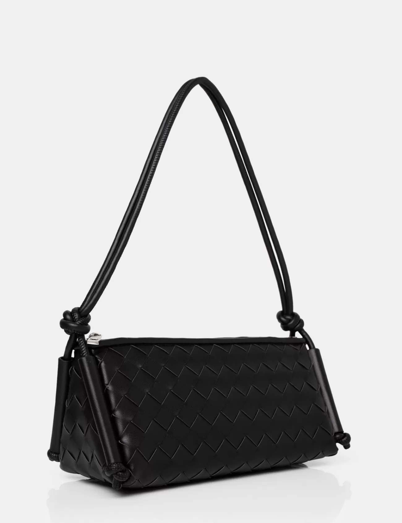 Public Desire The Tate Woven Oblong Knotted Handle Shoulder Bag Black Cheap