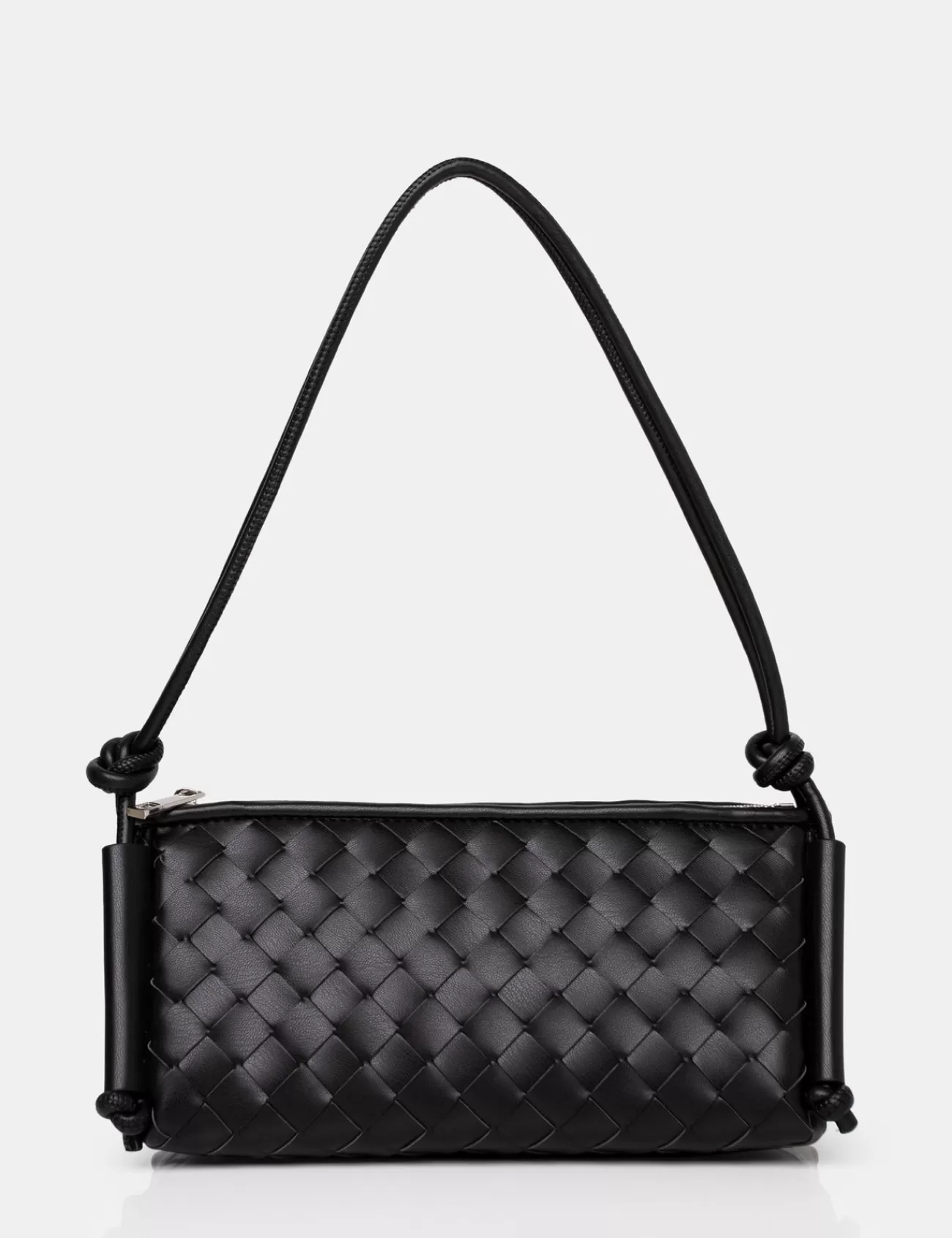 Public Desire The Tate Woven Oblong Knotted Handle Shoulder Bag Black Cheap