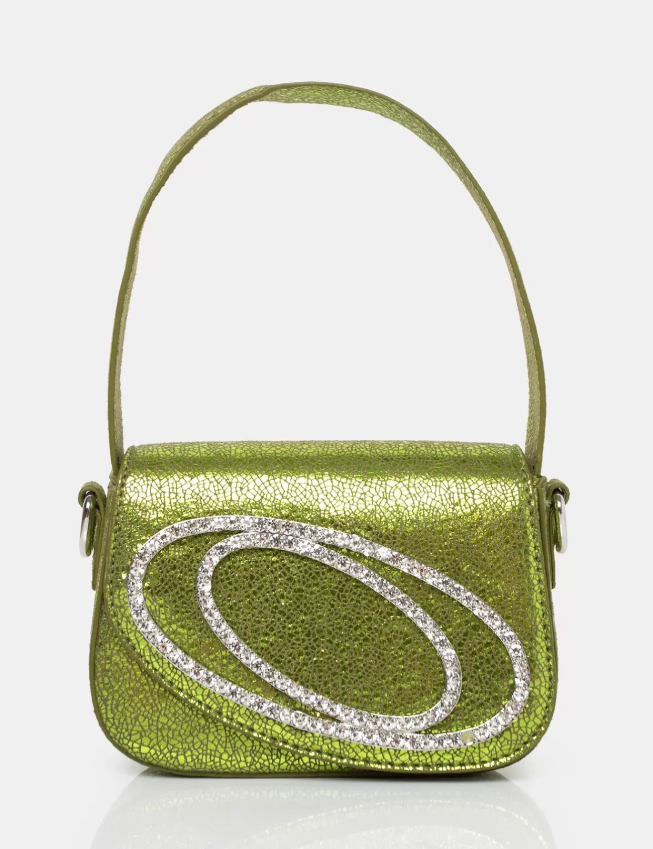 Public Desire The Tonic Cracked Pu Diamante Mini Grab Bag Lime Outlet