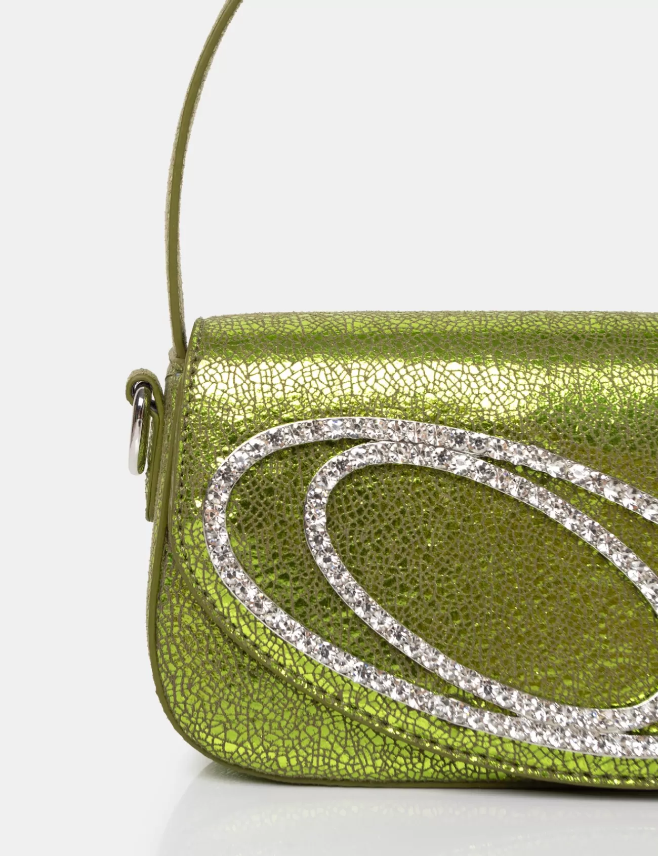 Public Desire The Tonic Cracked Pu Diamante Mini Grab Bag Lime Outlet