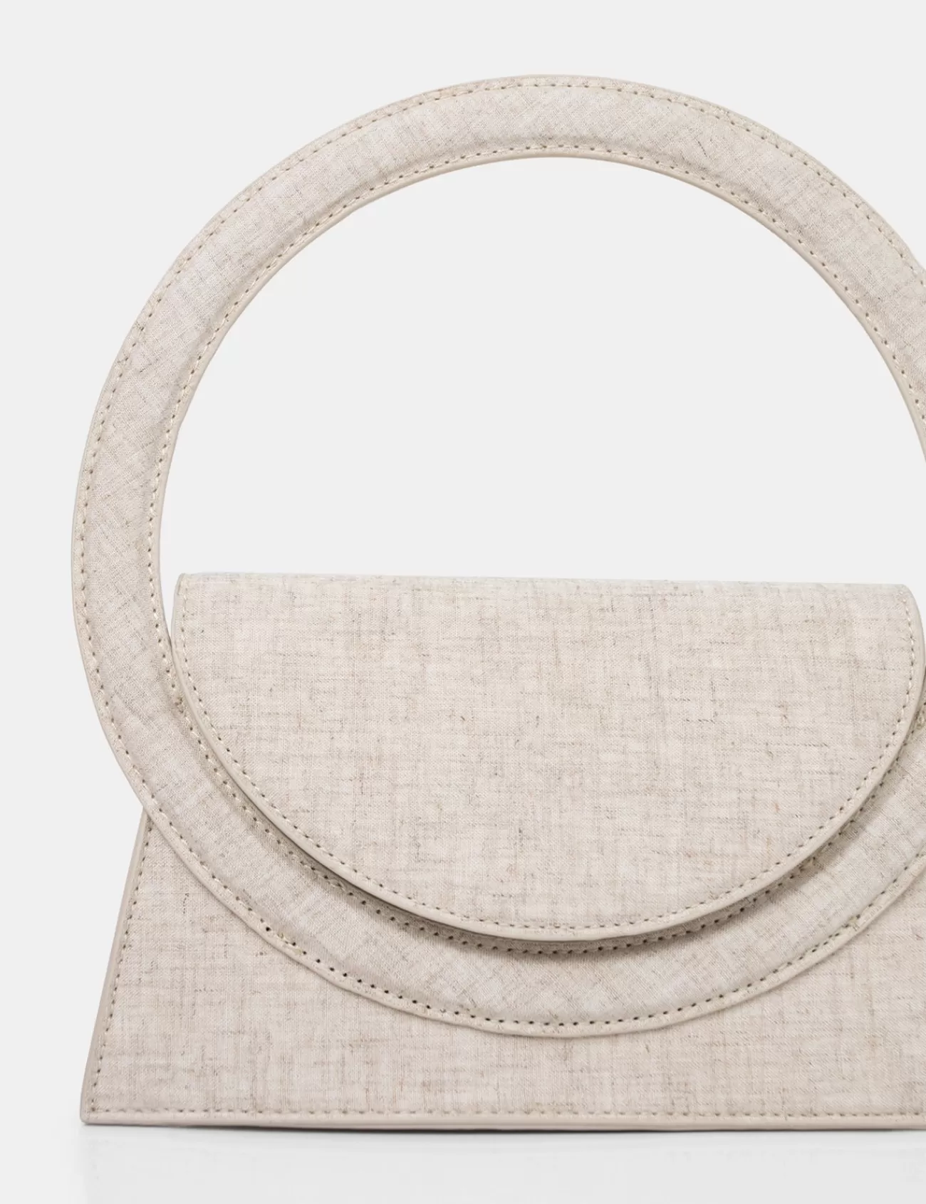 Public Desire The Top Handle Natural Linen Circlur Handle Grab Bag Ecru New