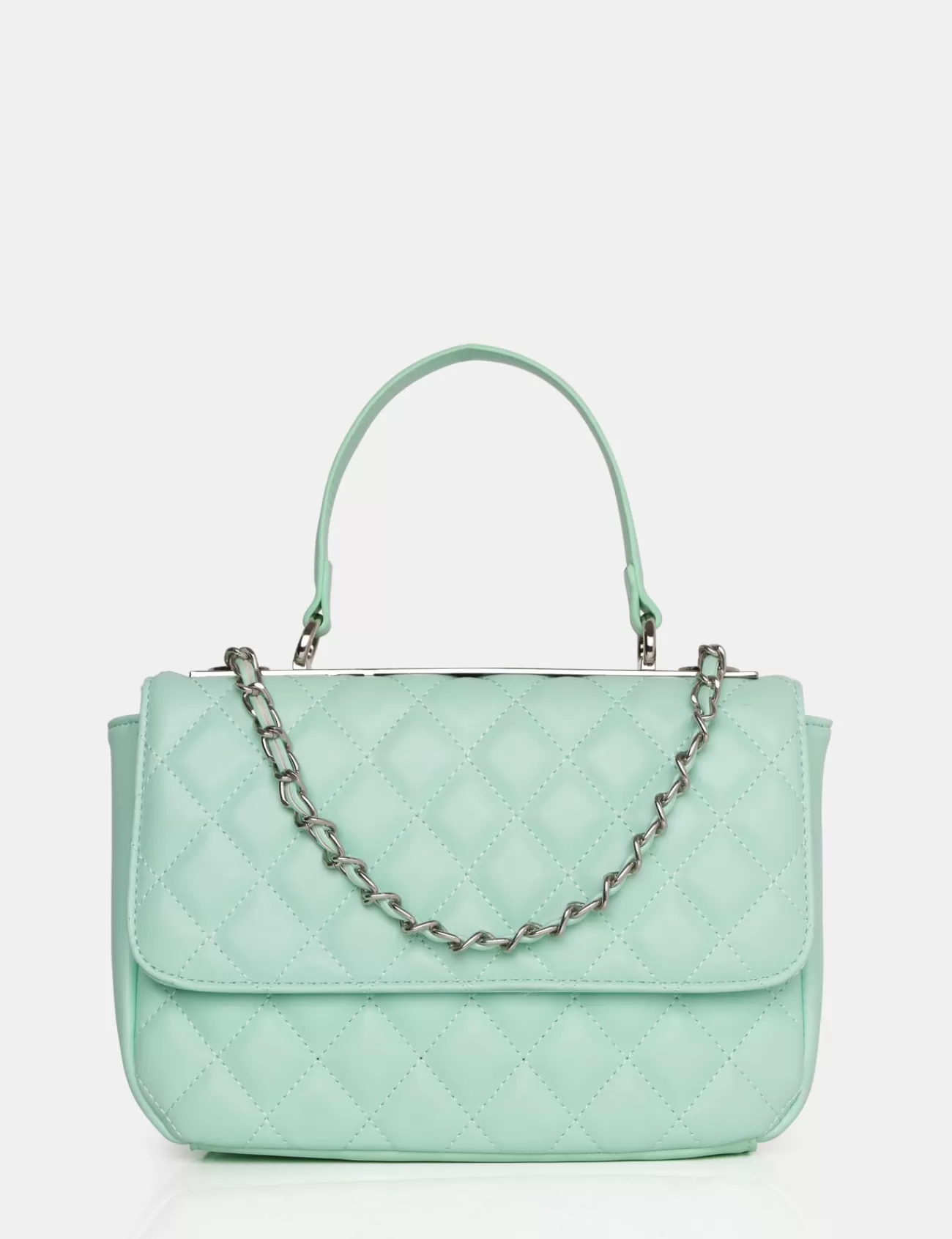 Public Desire The Vienna Quilted Silver Detailing Crossbody Shoulder Handbag Mint Flash Sale