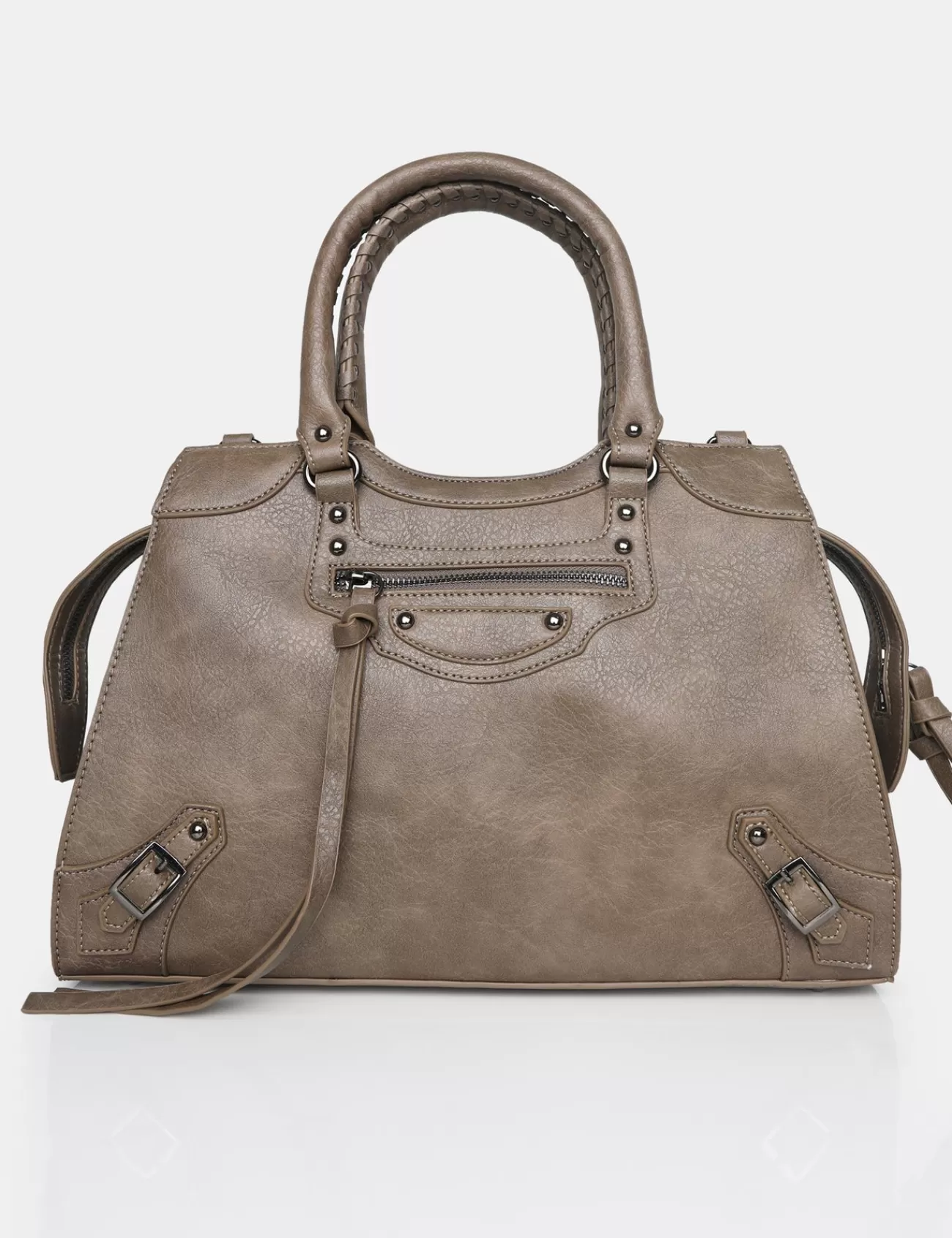 Public Desire The Willa Metallic Zip Detail Tote Bag Grey Fashion