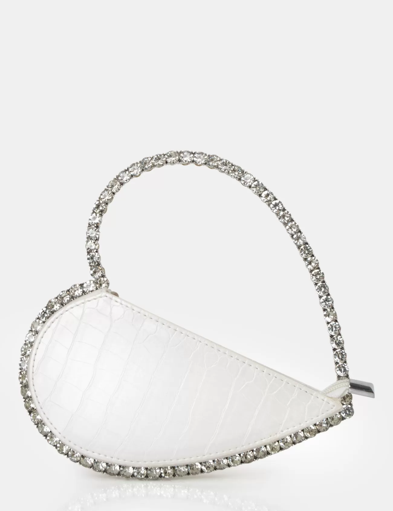 Public Desire The Zee Croc Diamante Love Heart Grab Bag White Shop