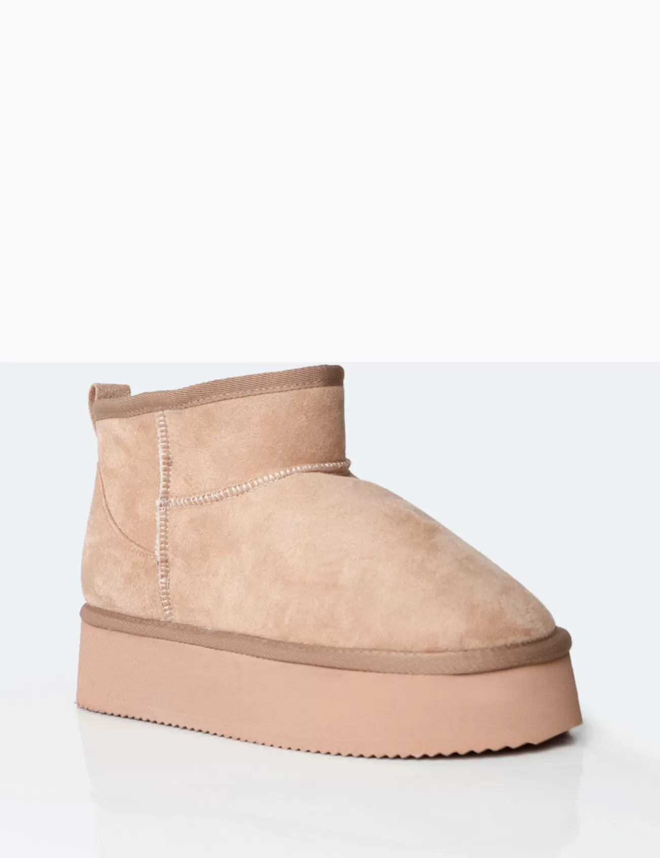 Public Desire Theo Beige Faux Suede Ultra Mini Ankle Platform Boots Best