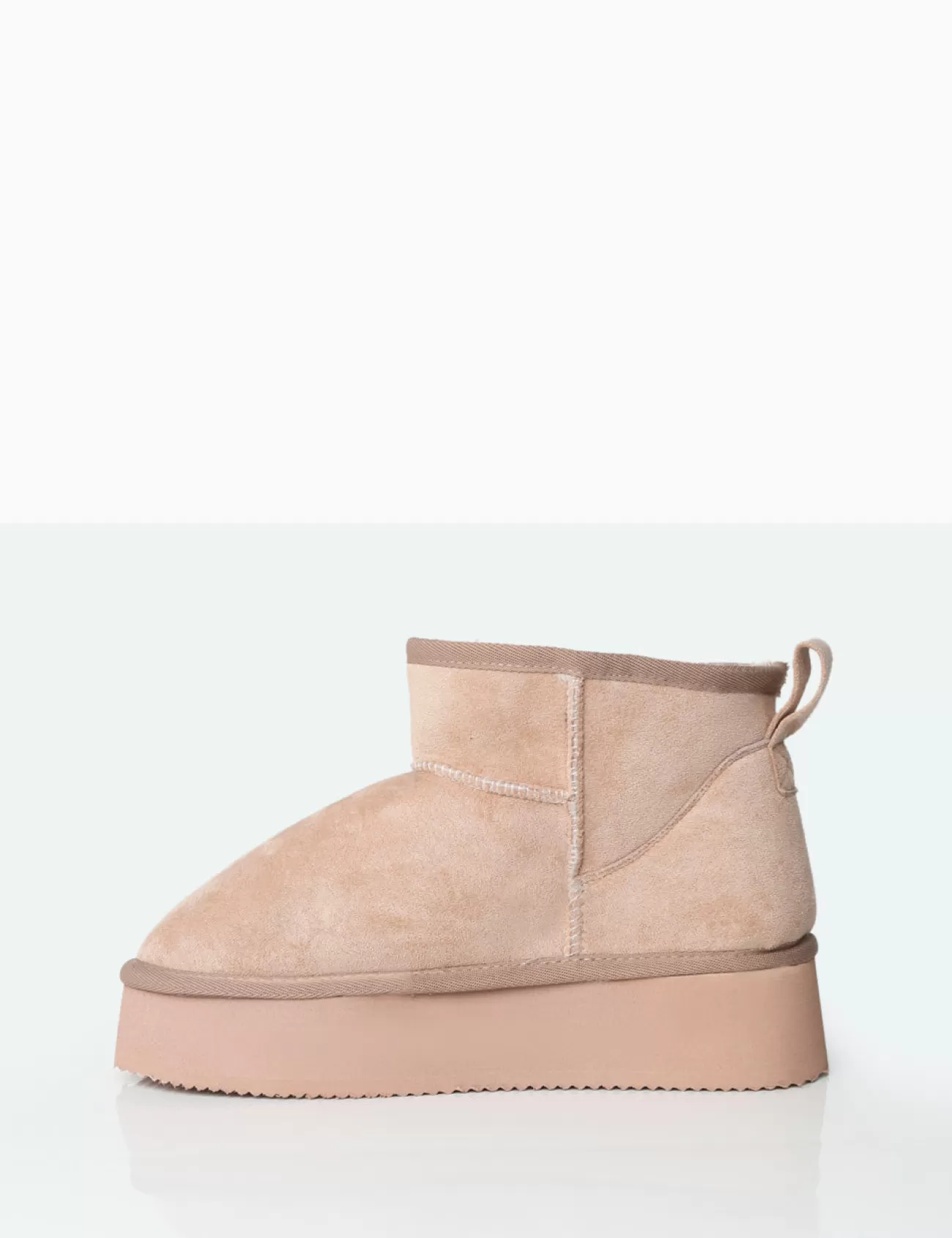 Public Desire Theo Beige Faux Suede Ultra Mini Ankle Platform Boots Best